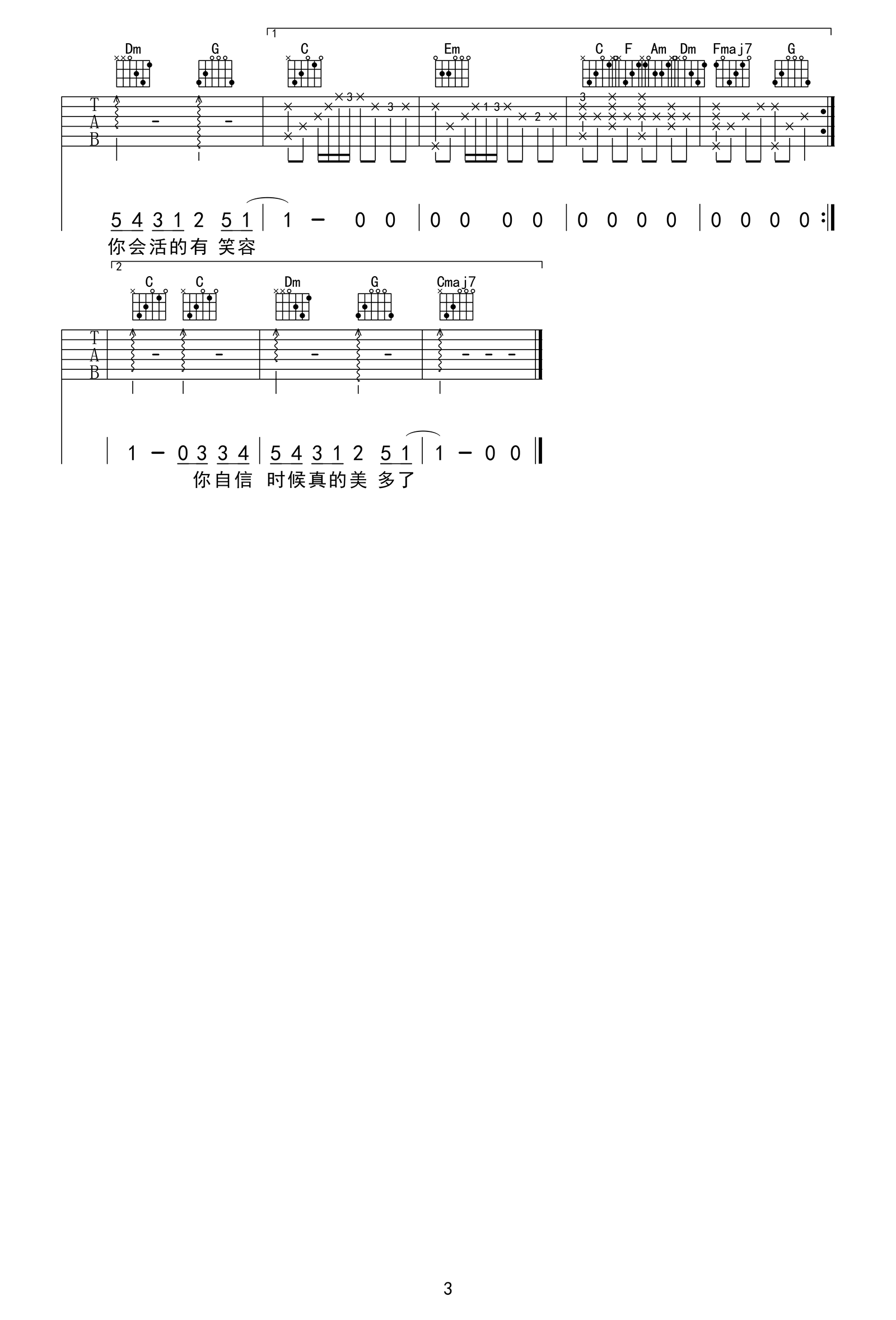 分手快乐吉他谱-梁静茹-C调原版弹唱谱-吉他六线谱 分手快乐吉他谱-梁静茹-C调原版弹唱谱-吉他六线谱