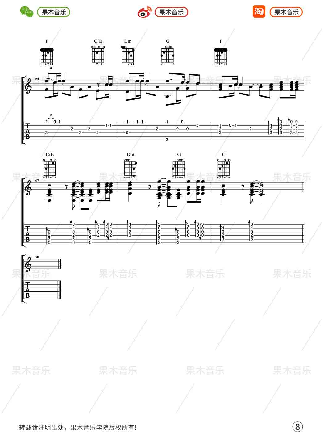 后来指弹谱-刘若英-吉他独奏六线谱 后来指弹谱-刘若英-吉他独奏六线谱