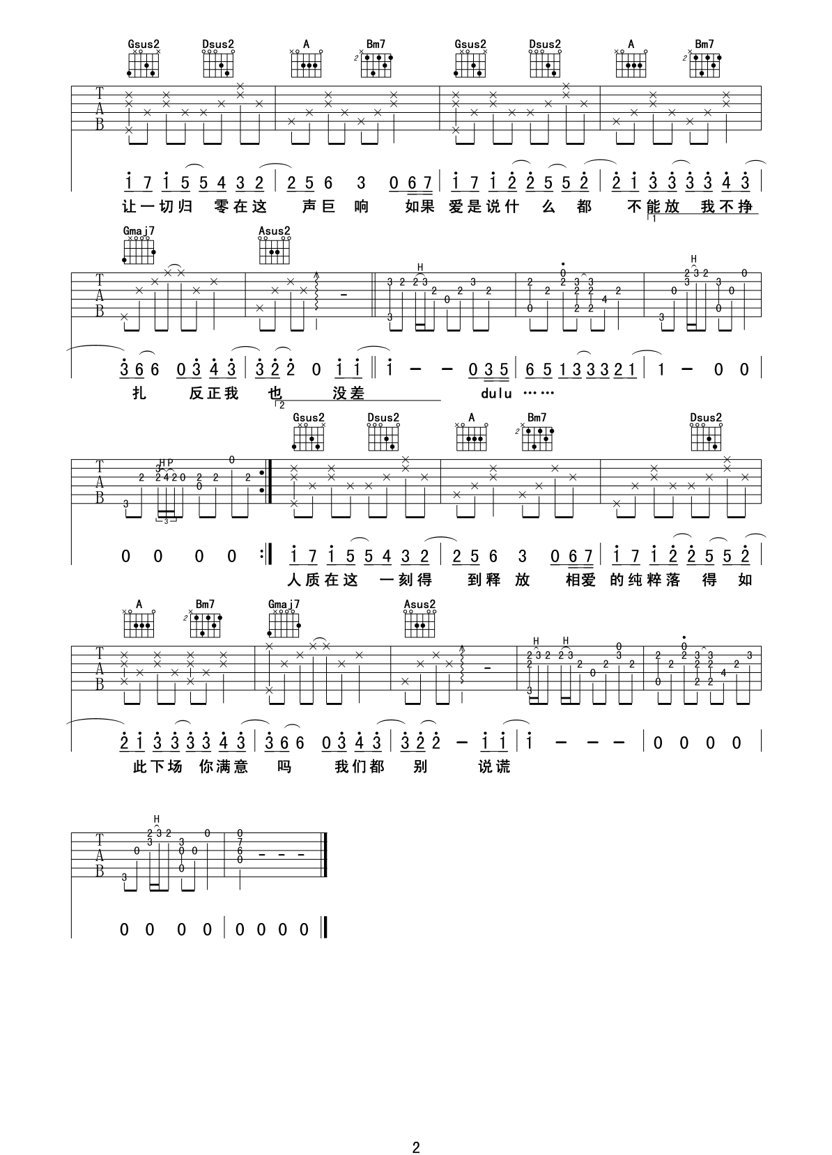 人质吉他谱-张惠妹-《人质》G调吉他弹唱六线谱