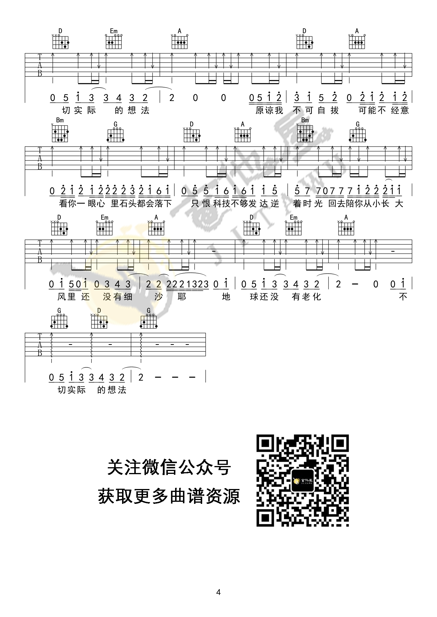 沈以诚《形容》吉他谱-《形容》G调原版吉他六线谱 沈以诚《形容》吉他谱-《形容》G调原版吉他六线谱