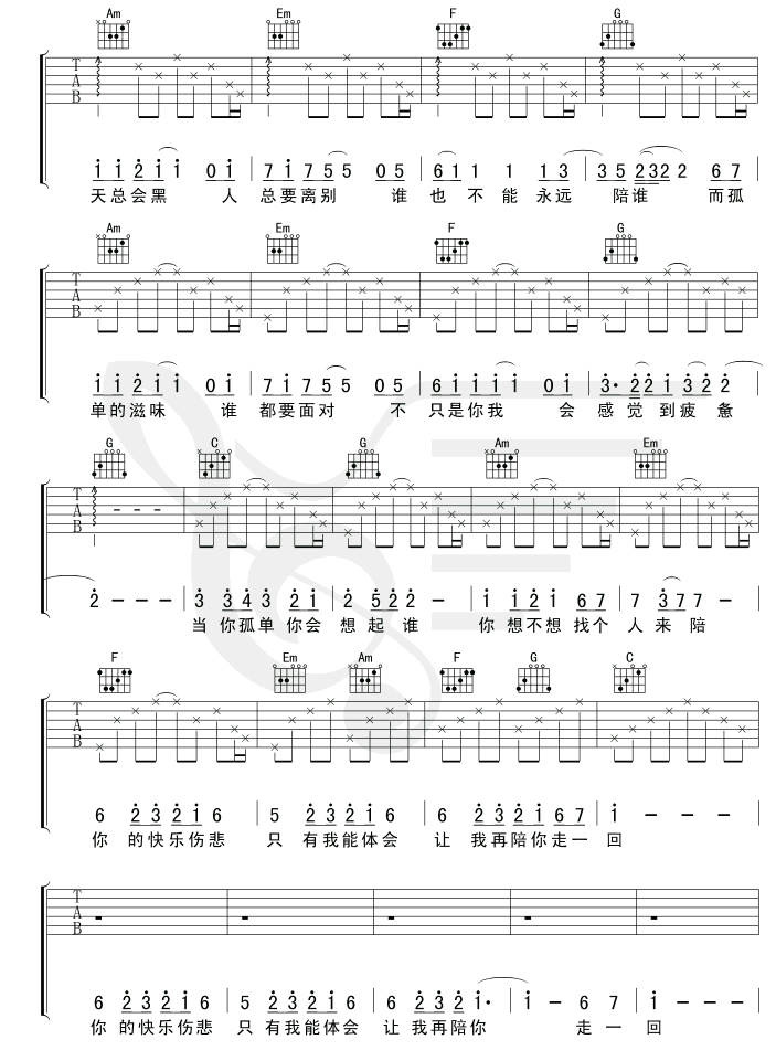 当你孤单你会想起谁吉他谱-张栋梁-C调初学吉他谱