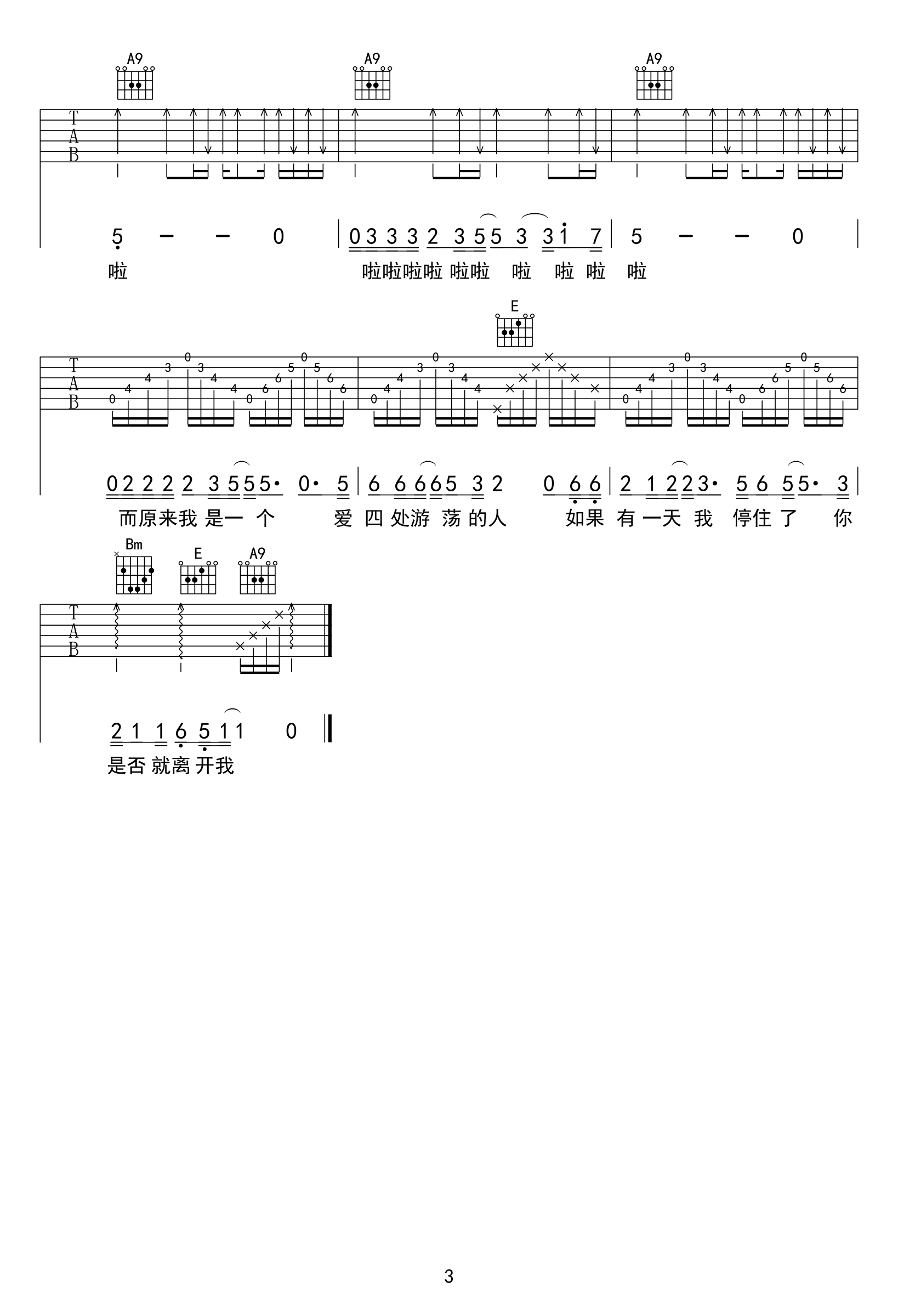 恨情歌吉他谱-陈升-A调-恨情歌原版弹唱谱