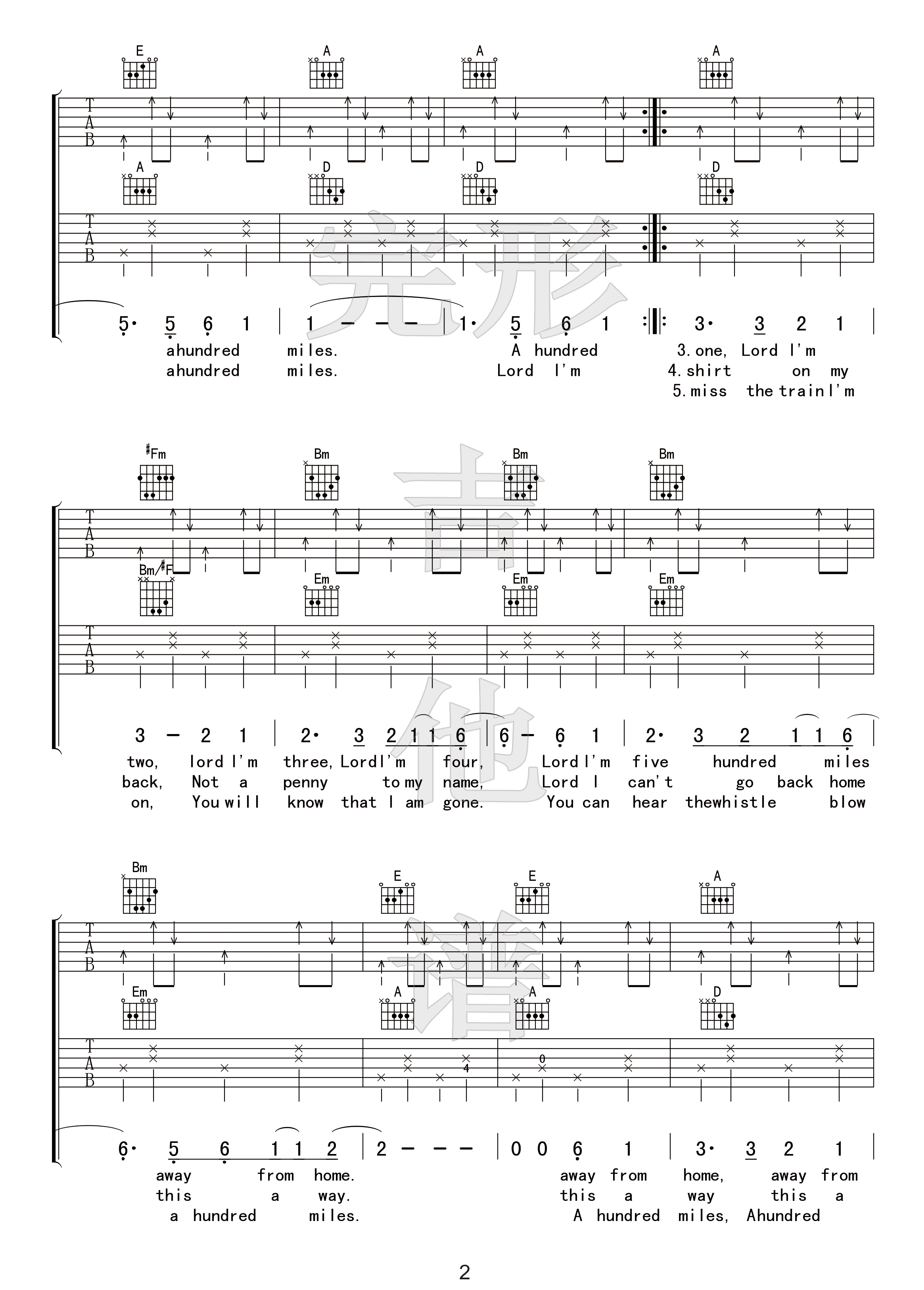 500miles吉他谱-justin timber lake-D调 500miles吉他谱-justin timber lake-D调