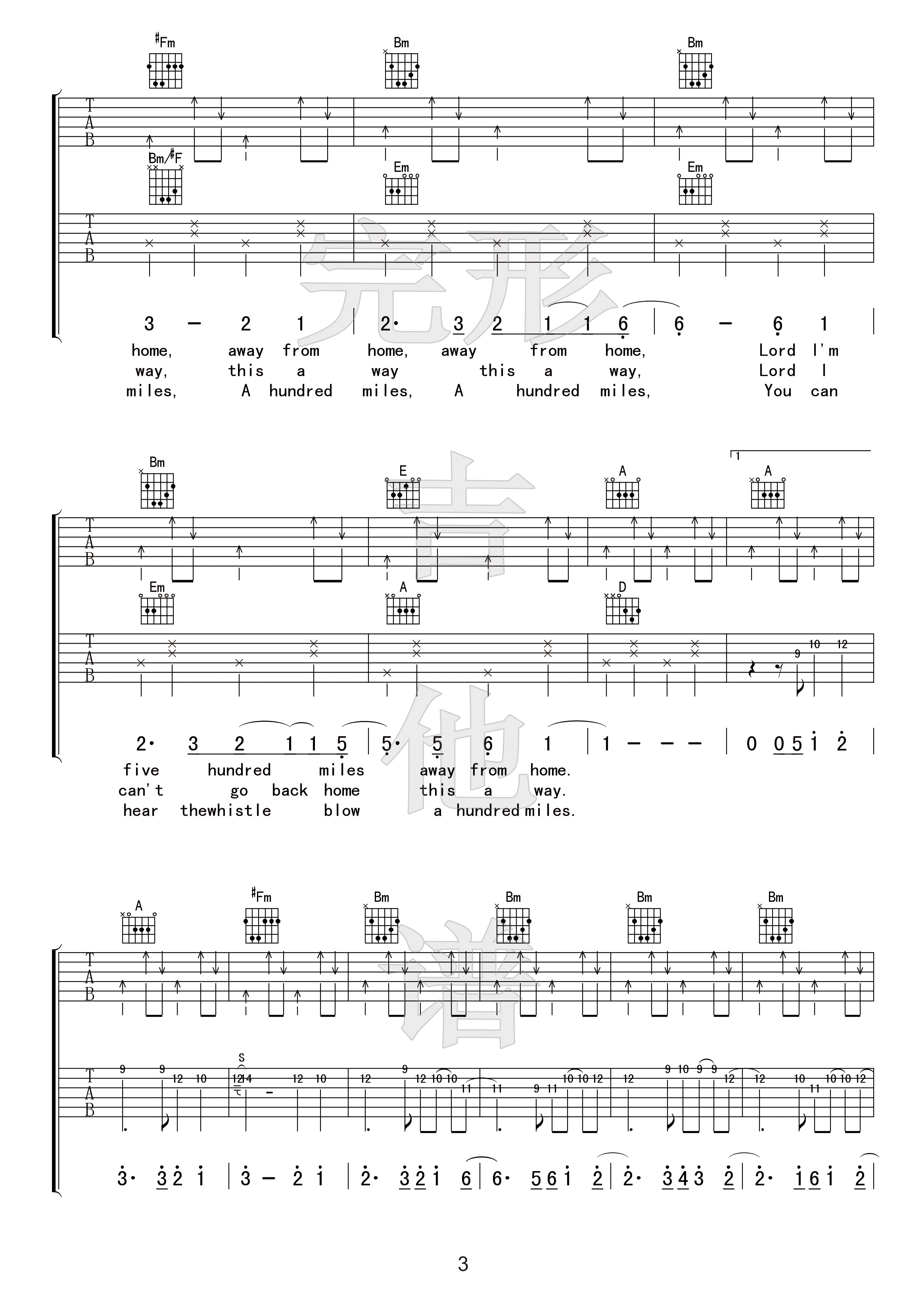 500miles吉他谱-justin timber lake-D调 500miles吉他谱-justin timber lake-D调