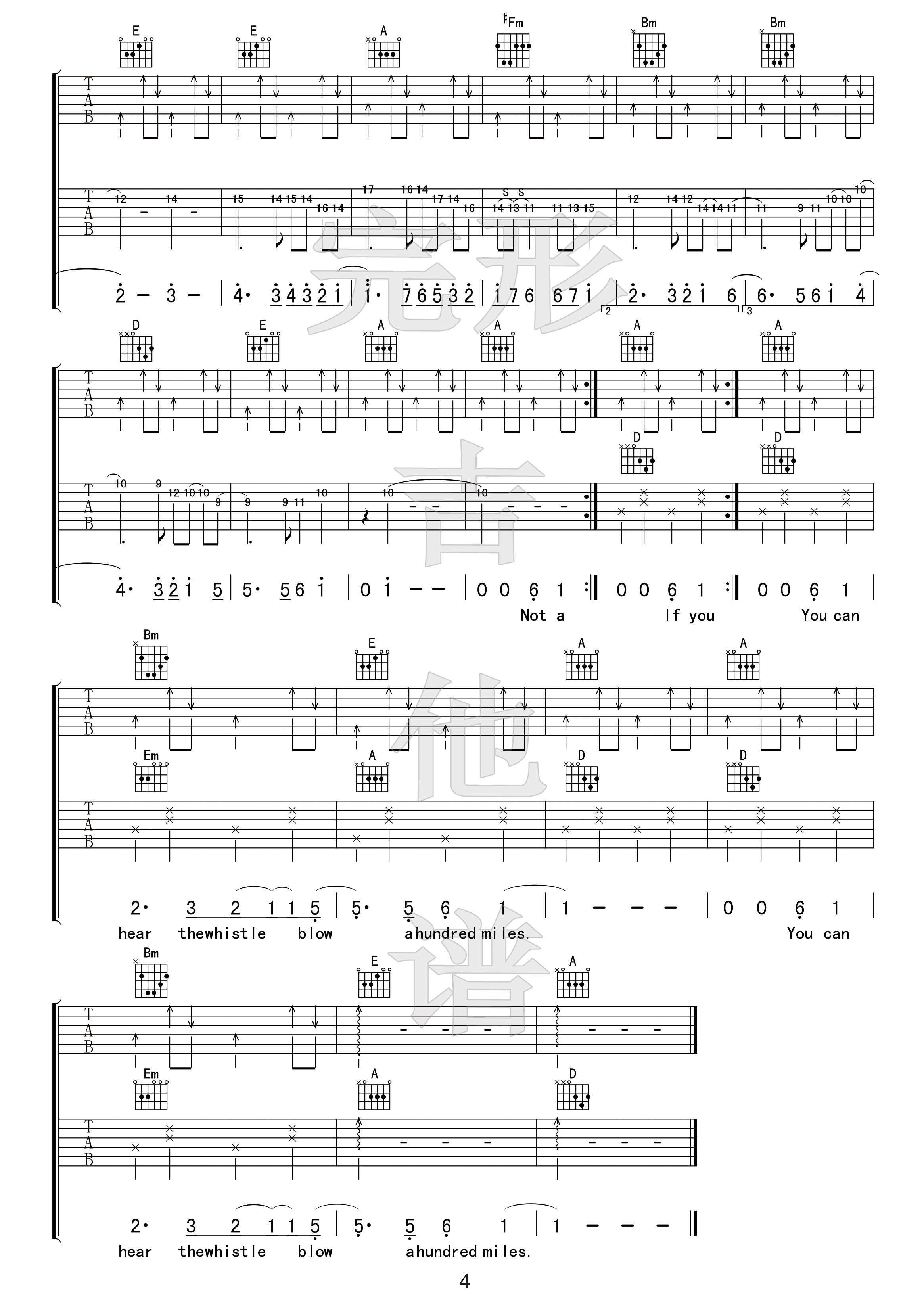 500miles吉他谱-justin timber lake-D调 500miles吉他谱-justin timber lake-D调