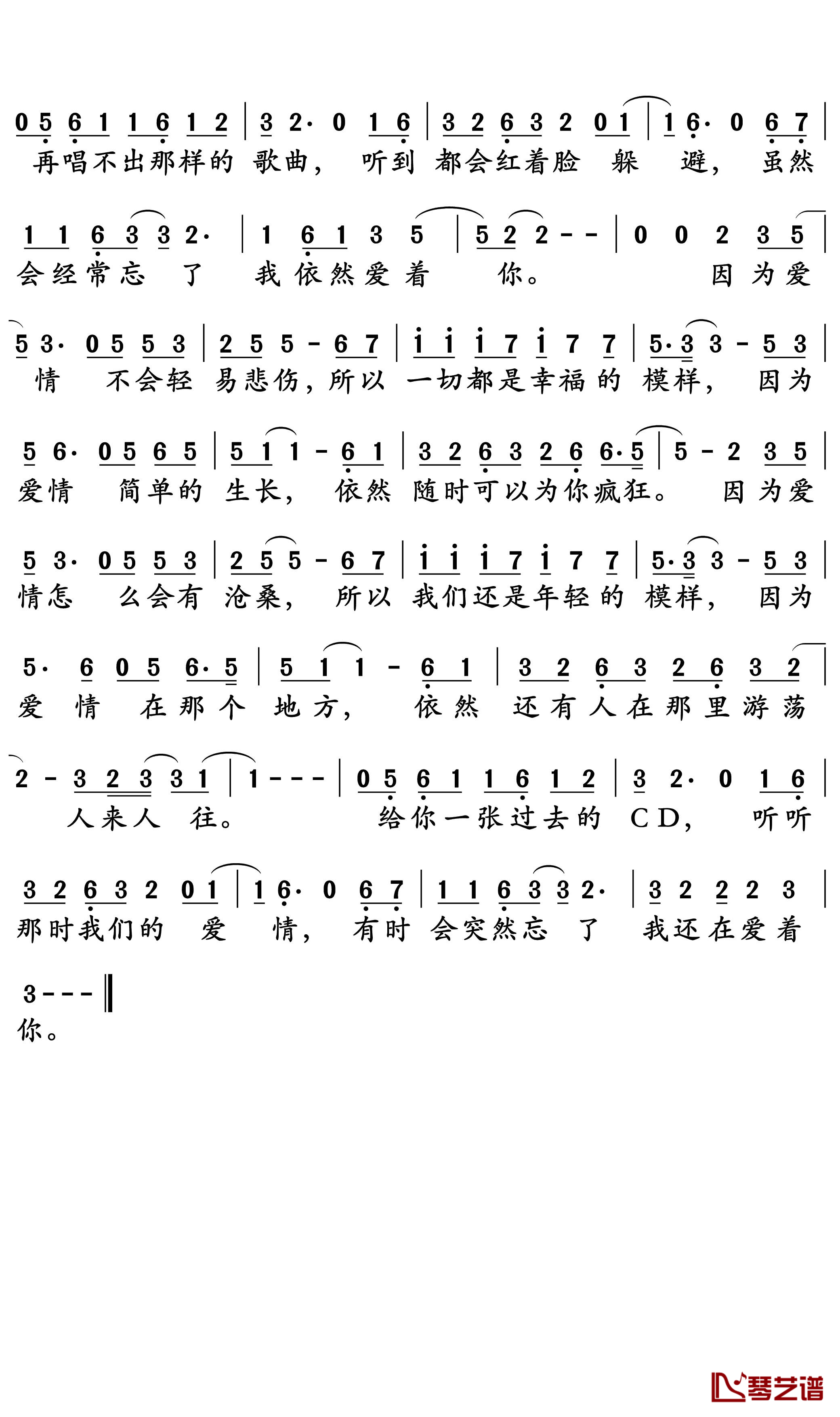 因为爱情简谱-王菲/陈奕迅-F调歌曲简谱 因为爱情简谱-王菲/陈奕迅-F调歌曲简谱