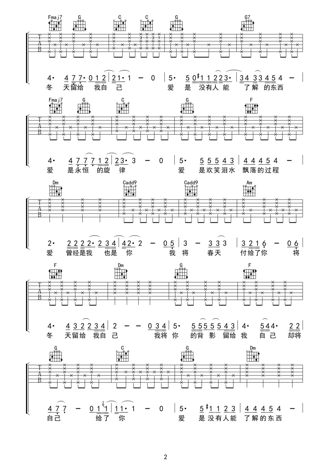 《爱的箴言》罗大佑 _吉他弹唱谱-知音琴谱