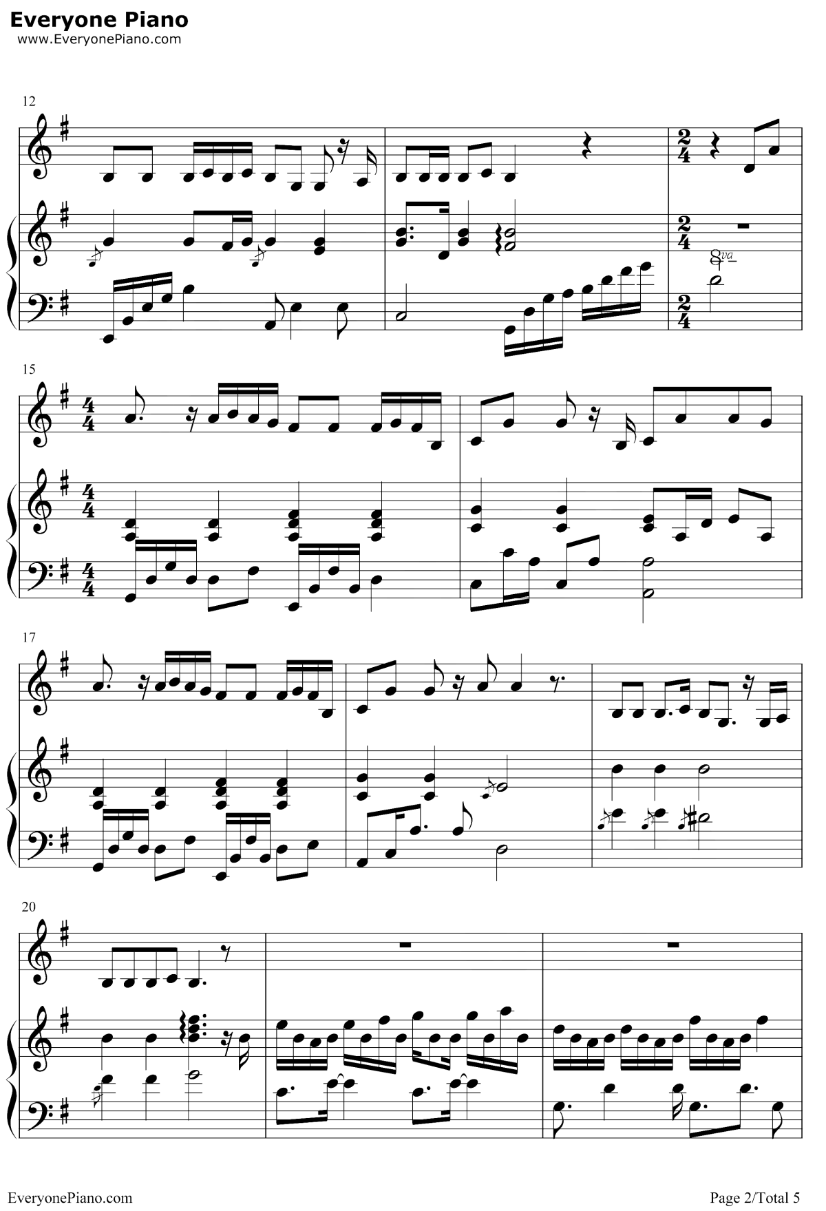 偶尔钢琴谱-邓紫棋-偶尔钢琴独奏五线谱