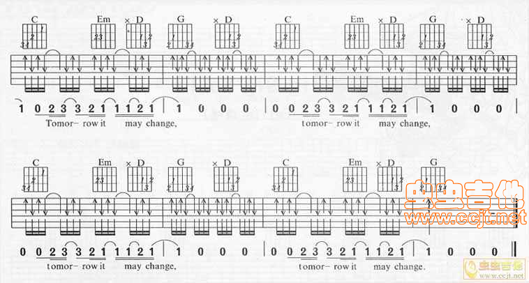 艾薇儿《Tomorrow吉他谱》G调原版六线谱