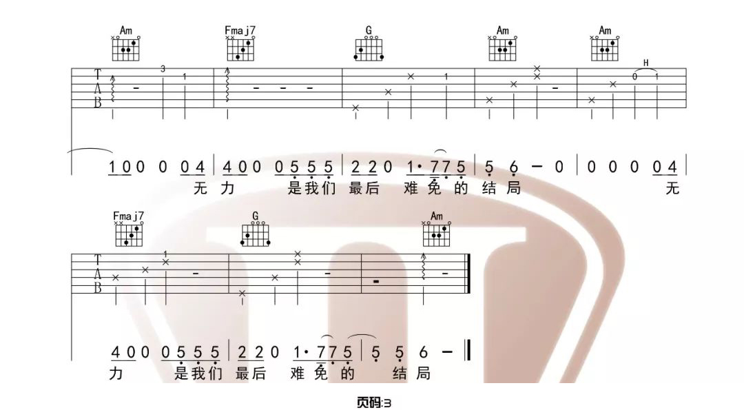 隔壁老樊《多想在平庸的生活拥抱你吉他谱》C调原版图谱 隔壁老樊《多想在平庸的生活拥抱你吉他谱》C调原版图谱