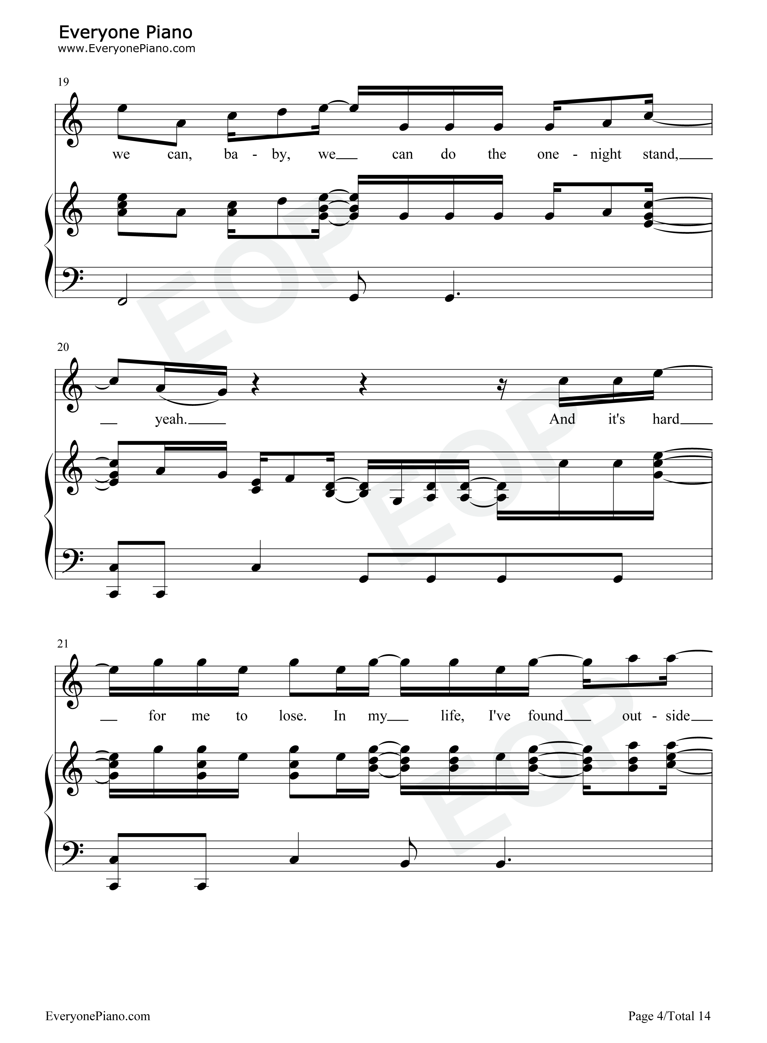 Free Loop钢琴谱-丹尼尔·波特-经典欧美歌曲 Free Loop钢琴谱-丹尼尔·波特-经典欧美歌曲