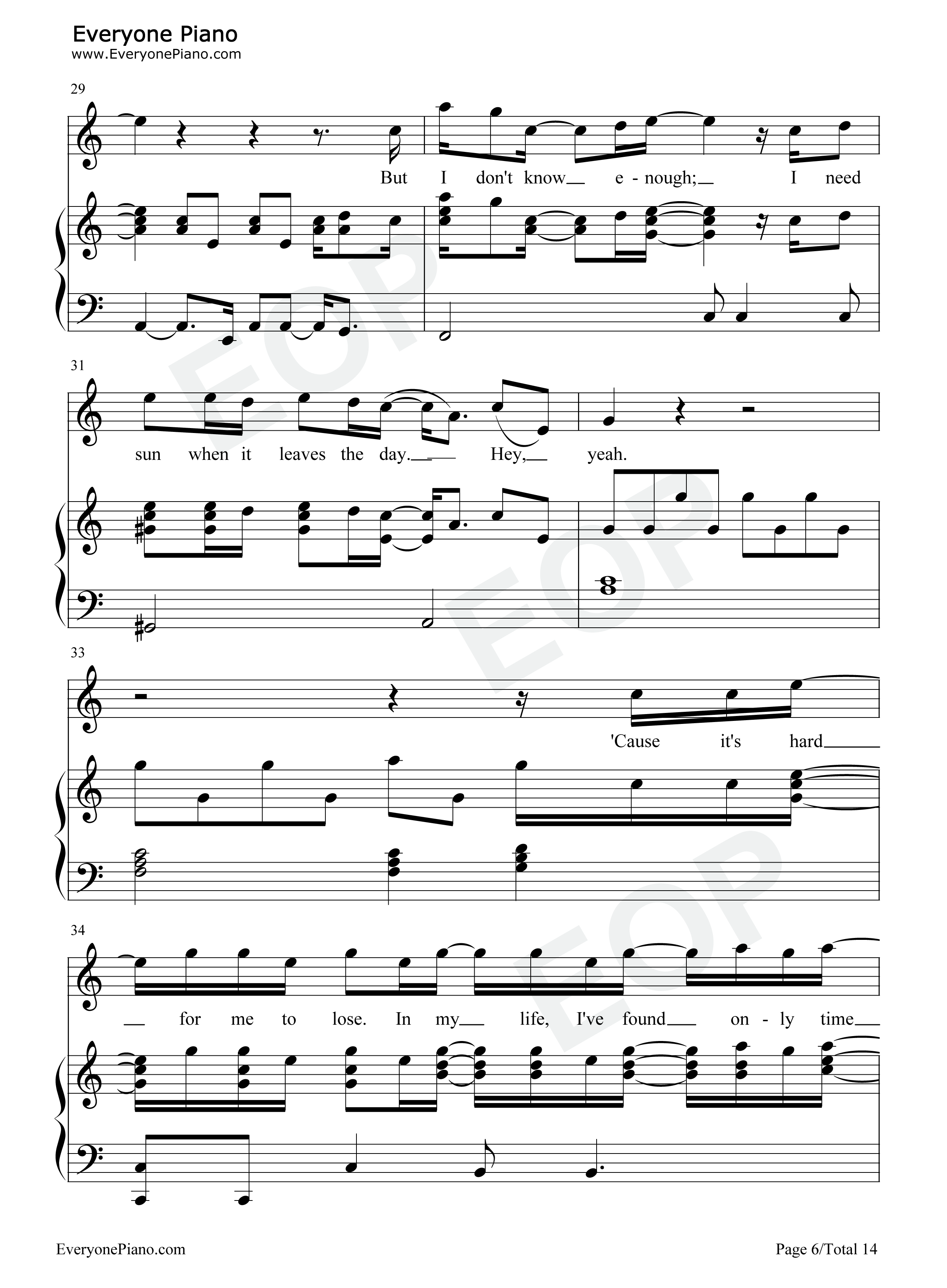 Free Loop钢琴谱-丹尼尔·波特-经典欧美歌曲 Free Loop钢琴谱-丹尼尔·波特-经典欧美歌曲