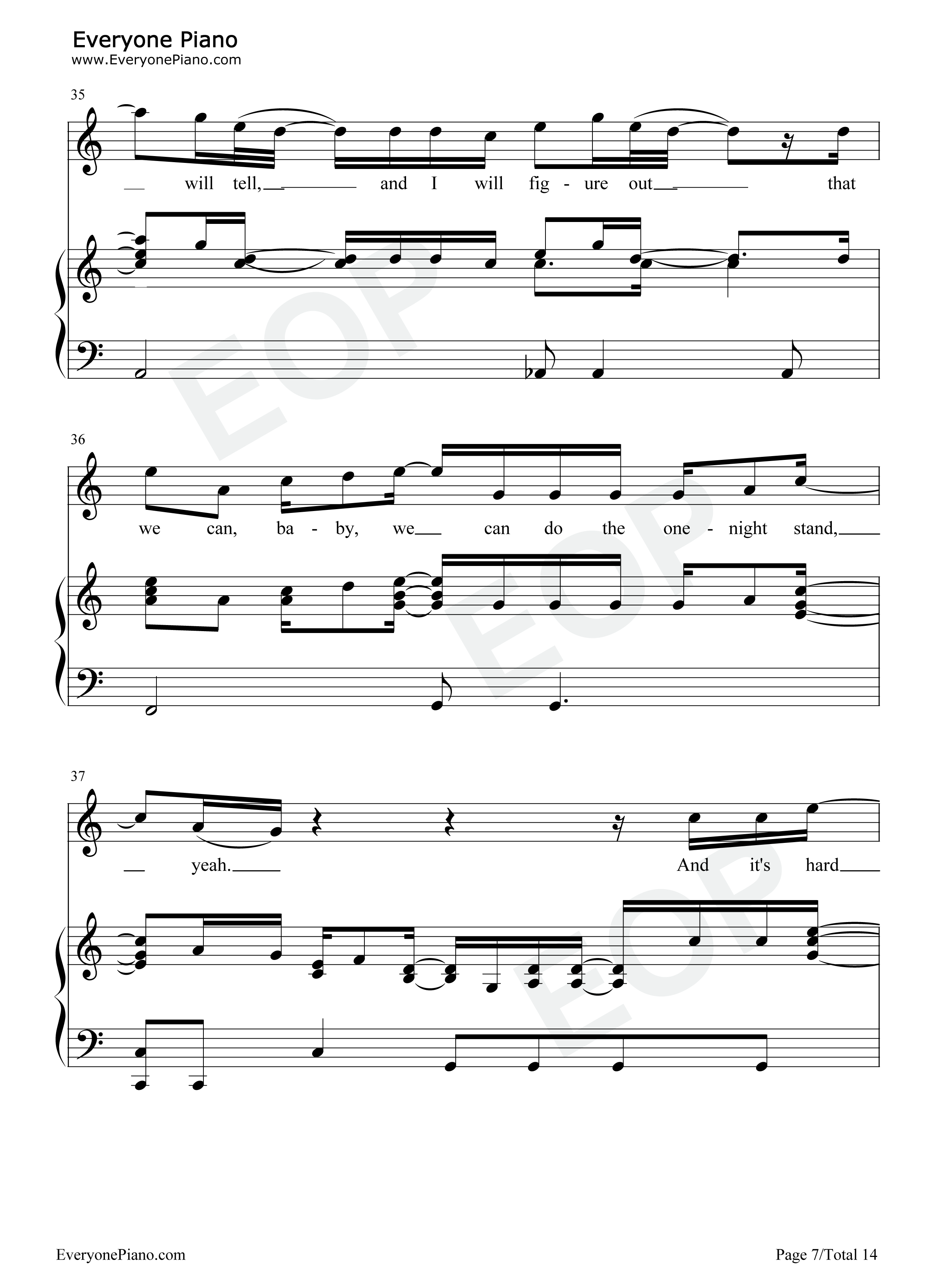Free Loop钢琴谱-丹尼尔·波特-经典欧美歌曲 Free Loop钢琴谱-丹尼尔·波特-经典欧美歌曲