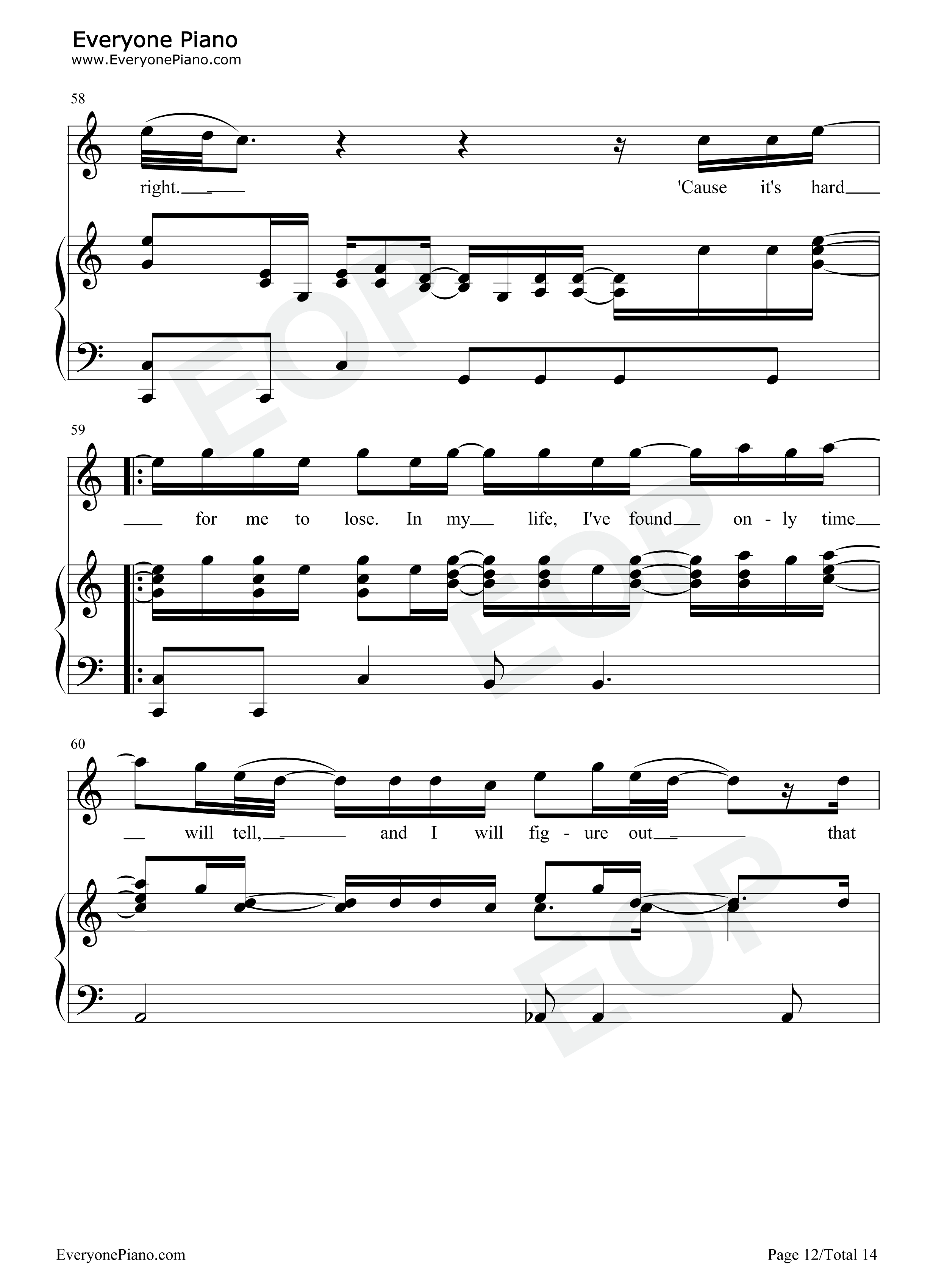 Free Loop钢琴谱-丹尼尔·波特-经典欧美歌曲 Free Loop钢琴谱-丹尼尔·波特-经典欧美歌曲