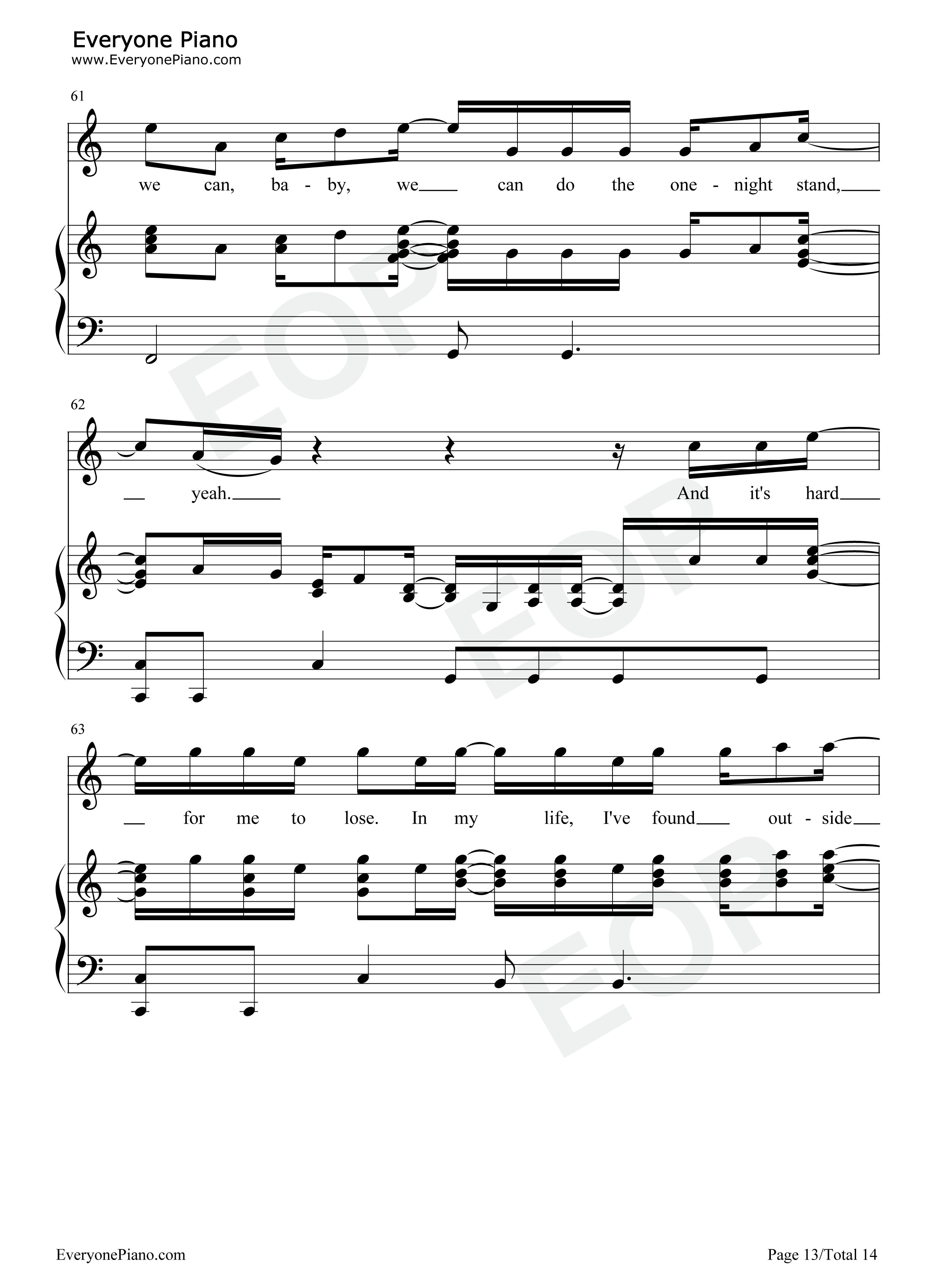 Free Loop钢琴谱-丹尼尔·波特-经典欧美歌曲 Free Loop钢琴谱-丹尼尔·波特-经典欧美歌曲