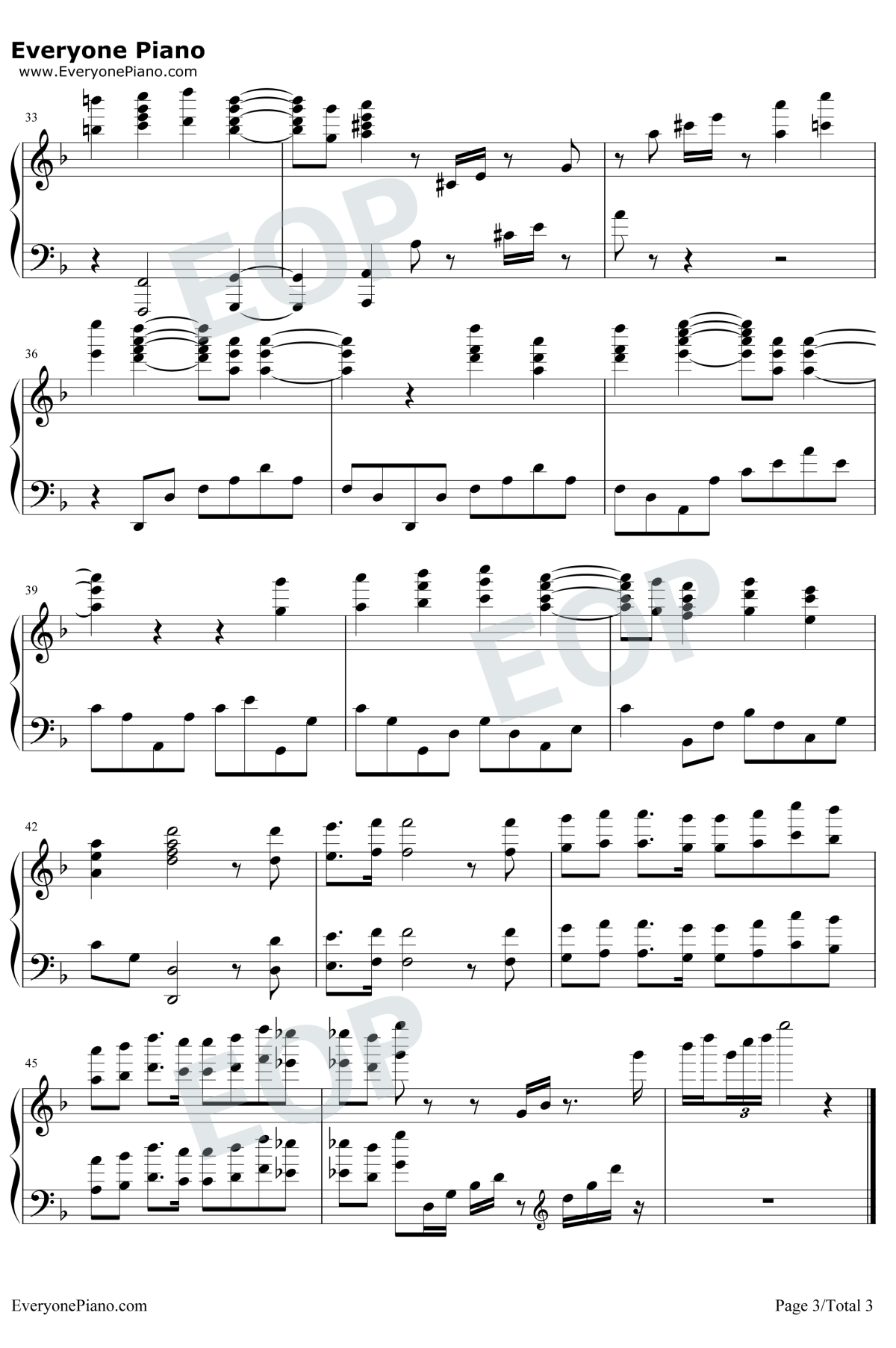 出埃及记钢琴谱-马克西姆-钢琴独奏五线谱