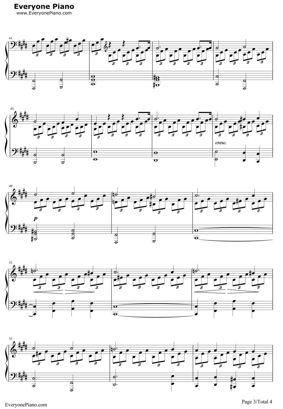 月光奏鸣曲钢琴谱-贝多芬-钢琴独奏五线谱