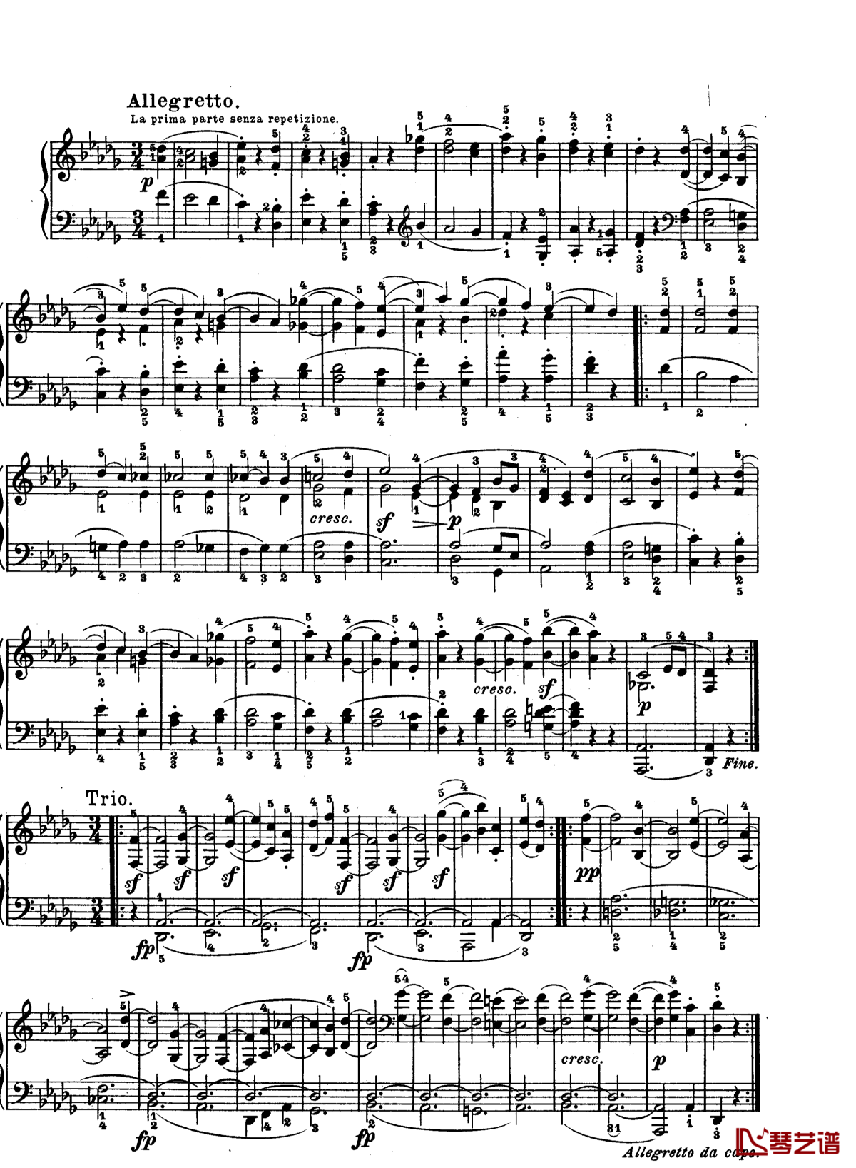月光曲钢琴谱-第十四钢琴奏鸣曲-贝多芬