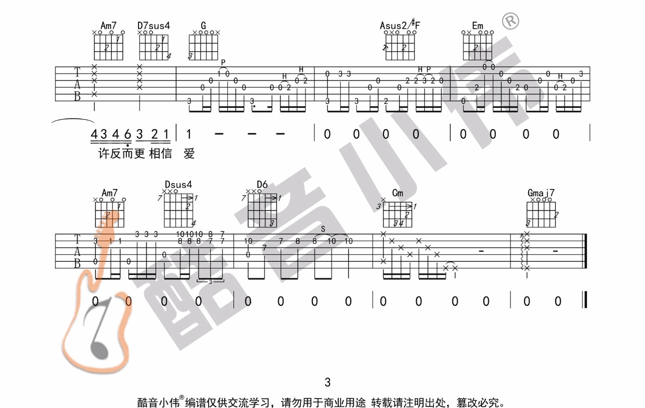 莫文蔚《忽然之间吉他谱》C调完美原版 莫文蔚《忽然之间吉他谱》C调完美原版