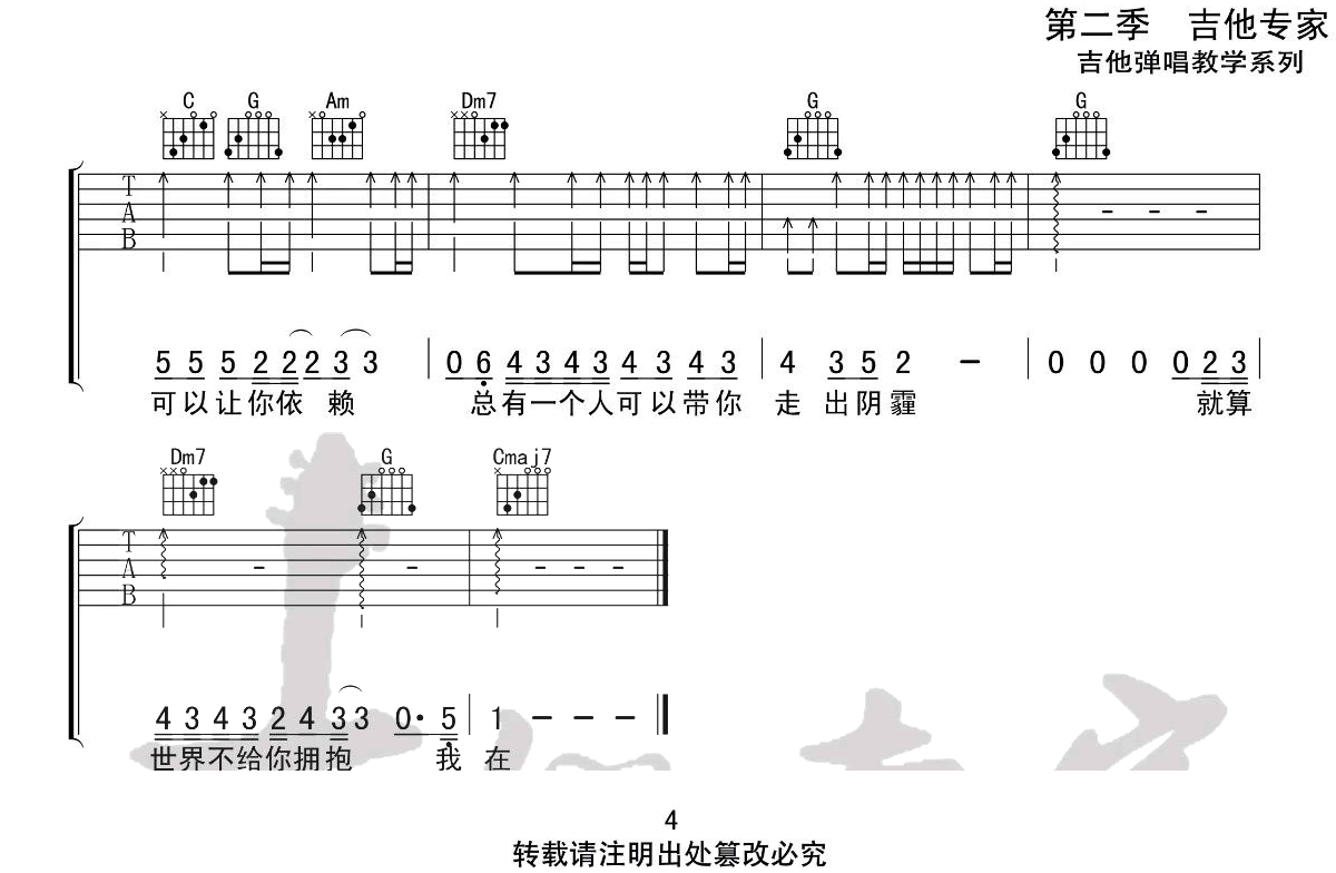 隔壁老樊《别怕我在吉他谱》C调高清编配版 隔壁老樊《别怕我在吉他谱》C调高清编配版