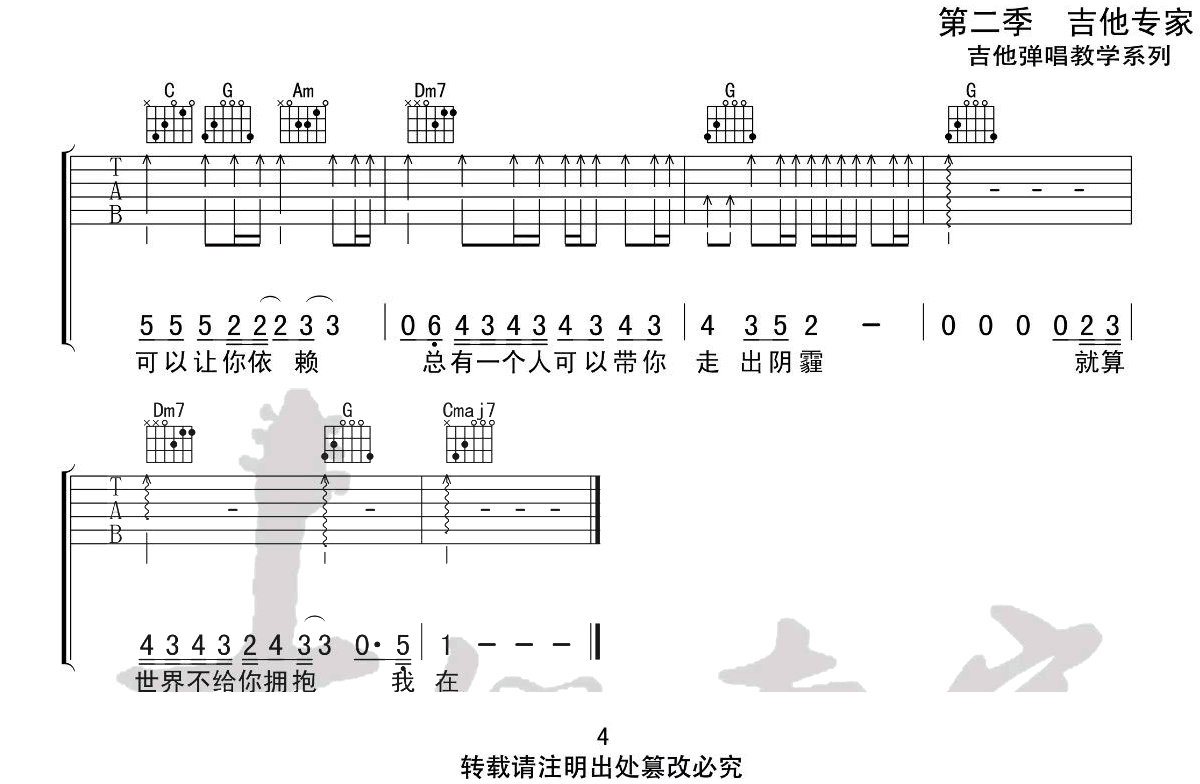 隔壁老樊《别怕我在吉他谱》C调高清编配版