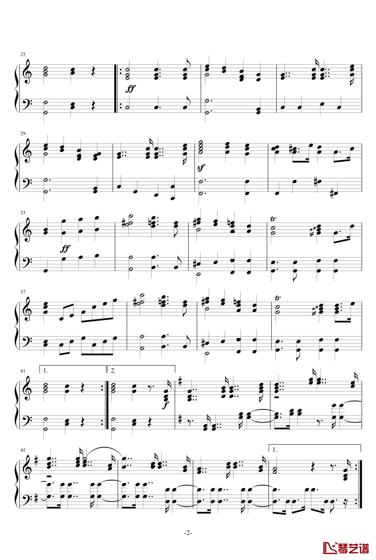 婚礼进行曲钢琴谱-门德尔松-钢琴独奏五线谱 婚礼进行曲钢琴谱-门德尔松-钢琴独奏五线谱
