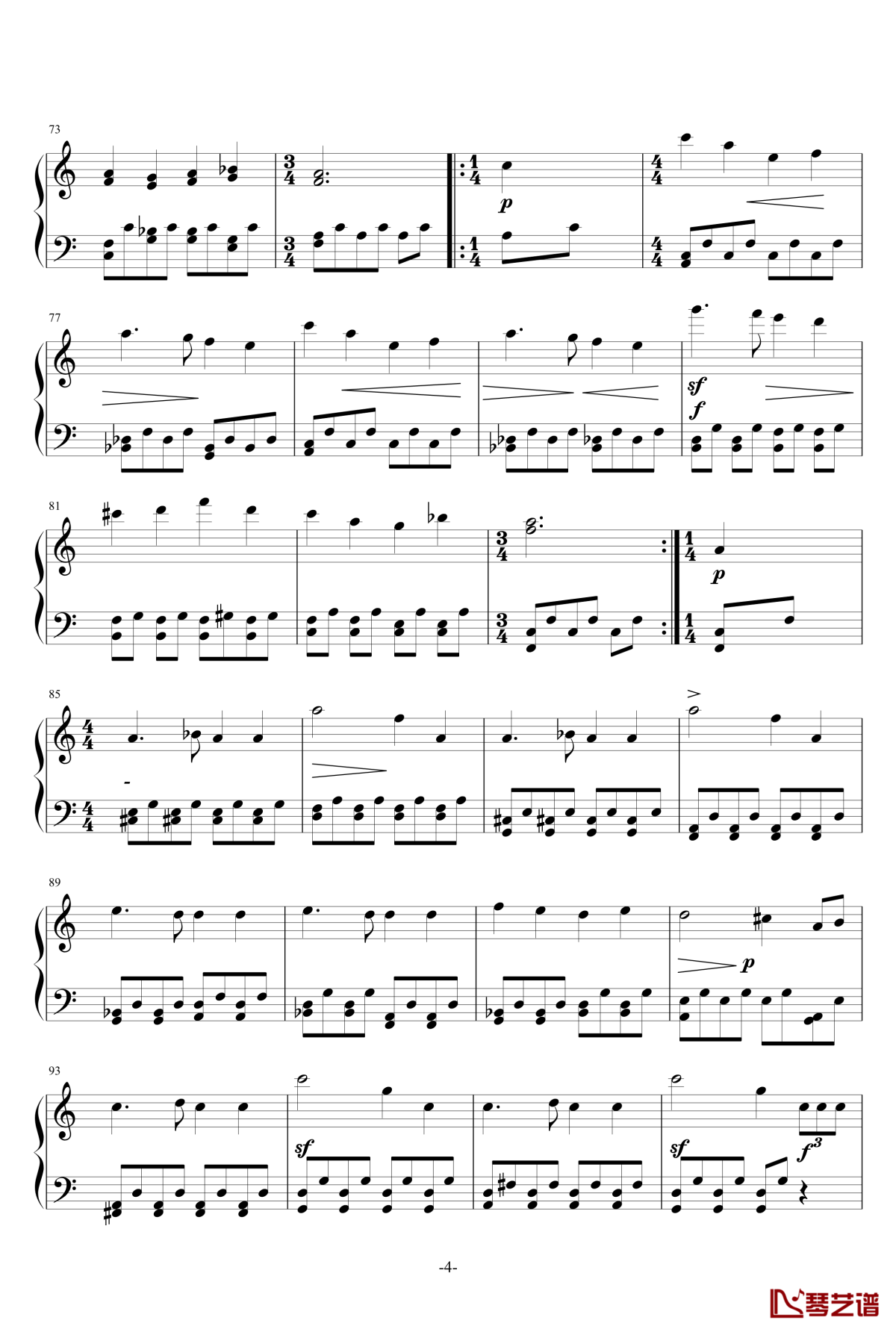 婚礼进行曲钢琴谱-门德尔松-钢琴独奏五线谱 婚礼进行曲钢琴谱-门德尔松-钢琴独奏五线谱