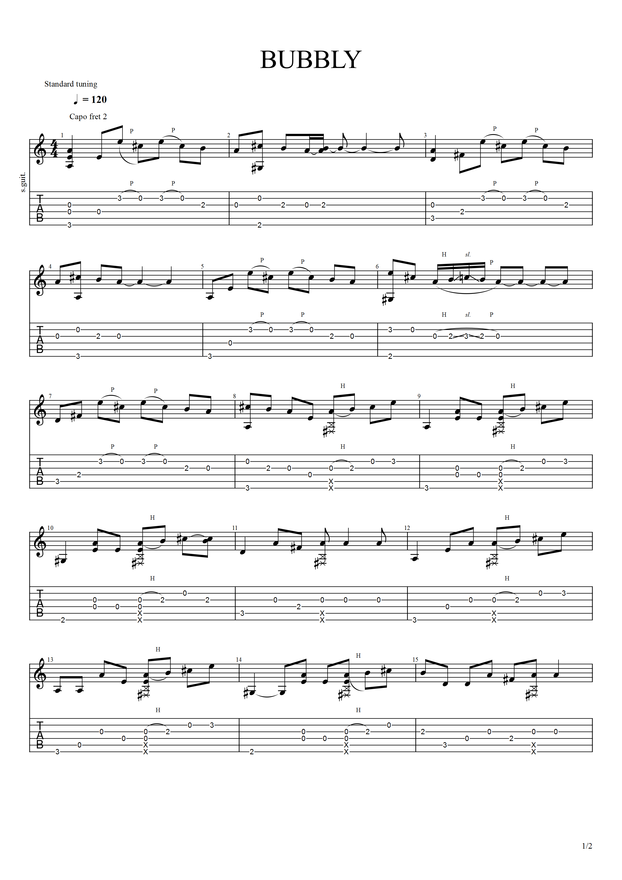 Colbie Caillat《Bubbly吉他谱》指弹版 Colbie Caillat《Bubbly吉他谱》指弹版