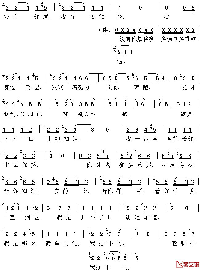 开不了口简谱-周杰伦-A调歌曲简谱 开不了口简谱-周杰伦-A调歌曲简谱