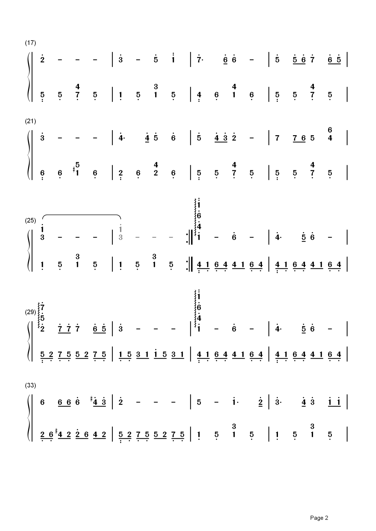 同一首歌简谱(歌词)-蔡国庆-C调歌曲简谱 同一首歌简谱(歌词)-蔡国庆-C调歌曲简谱