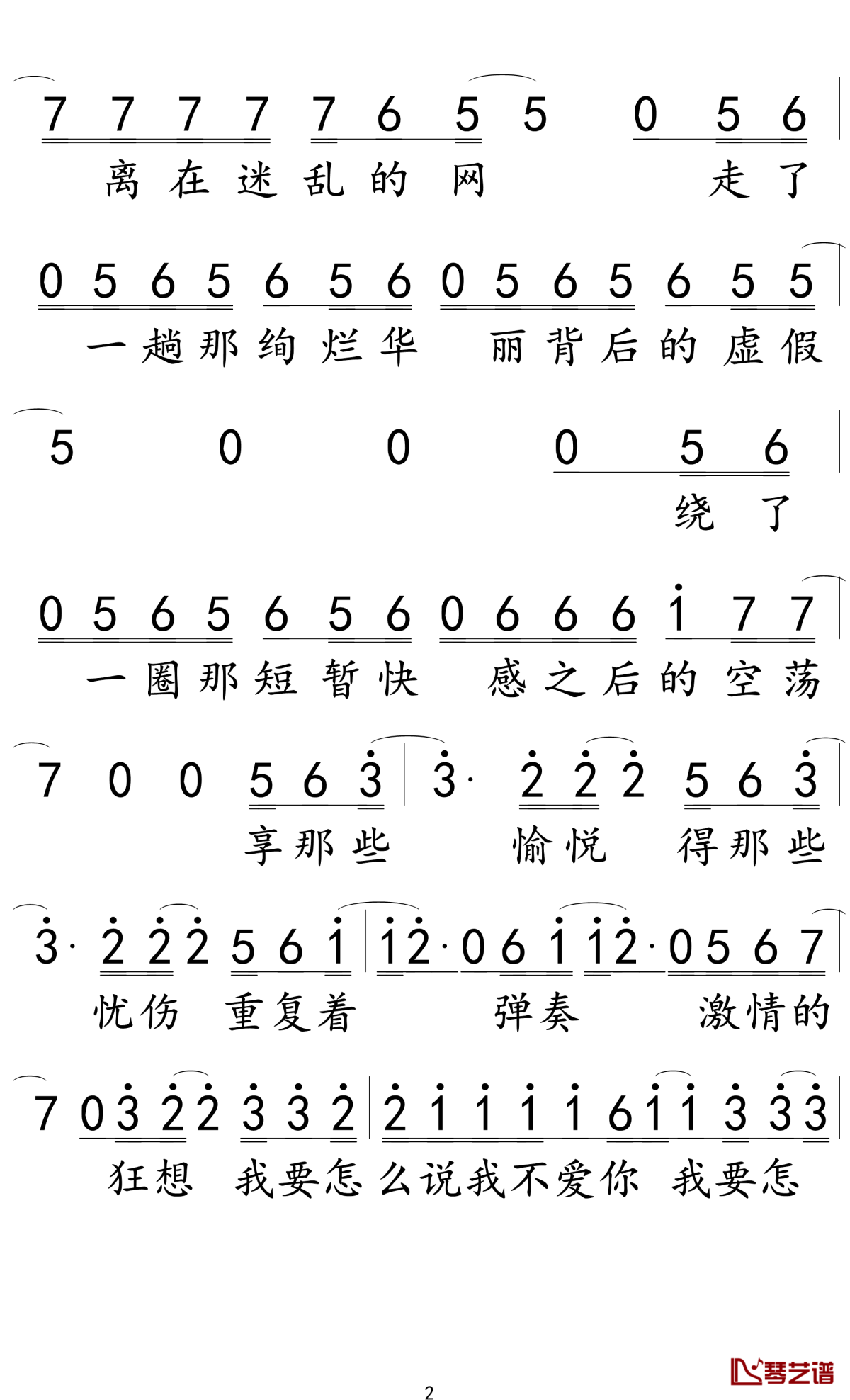 怎么说我不爱你简谱-萧敬腾-C调歌曲简谱 怎么说我不爱你简谱-萧敬腾-C调歌曲简谱
