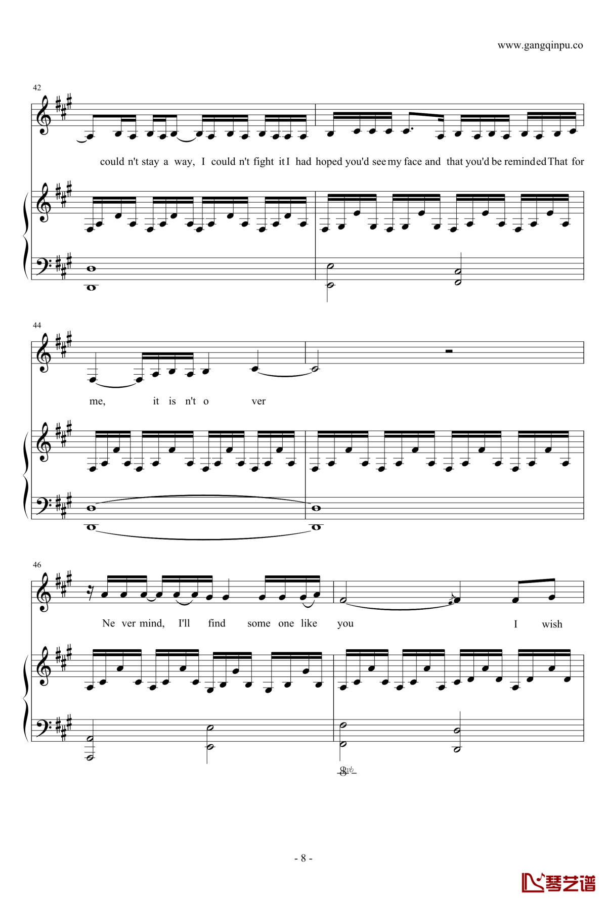 Someone like you钢琴谱-Adele-钢琴弹唱谱 Someone like you钢琴谱-Adele-钢琴弹唱谱