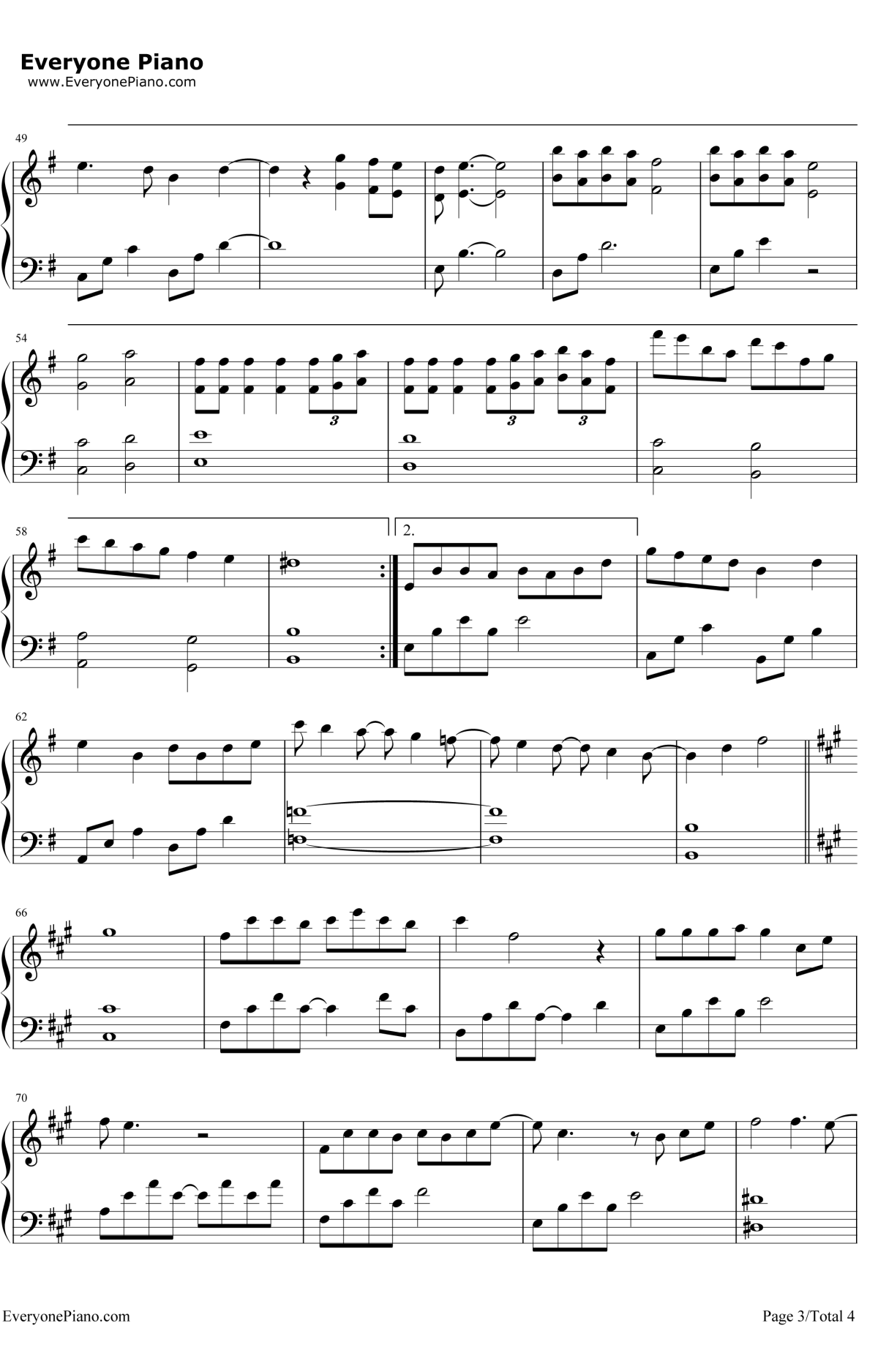 凉凉钢琴谱-杨宗纬/张碧晨-钢琴独奏五线谱 凉凉钢琴谱-杨宗纬/张碧晨-钢琴独奏五线谱