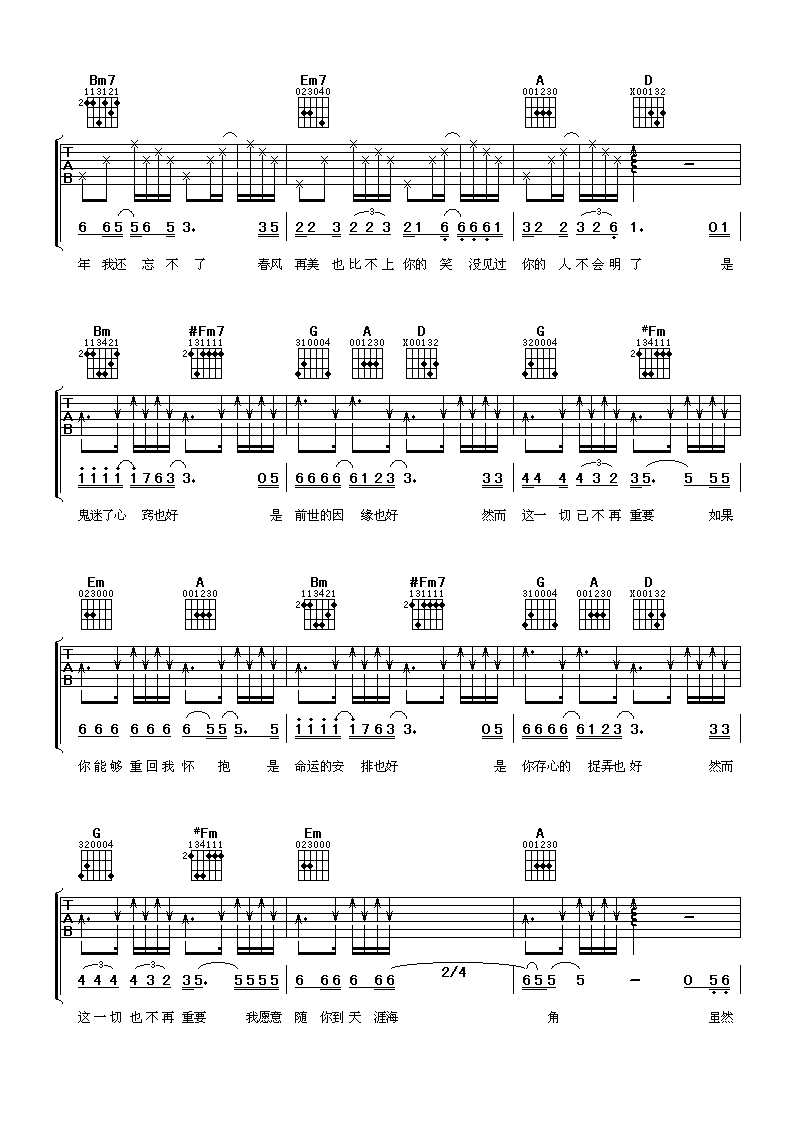 李宗盛《鬼迷心窍吉他谱》D调原版 李宗盛《鬼迷心窍吉他谱》D调原版
