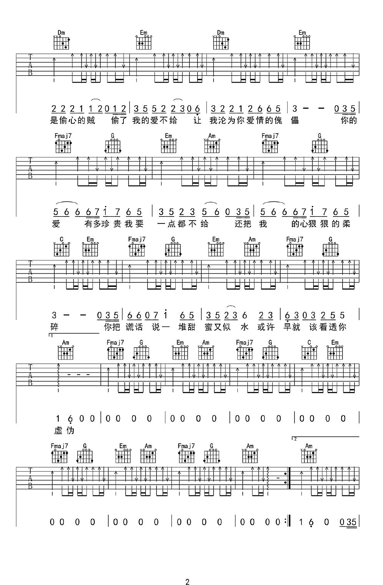常超凡《一程伤悲吉他谱》C调原版吉他谱 常超凡《一程伤悲吉他谱》C调原版吉他谱