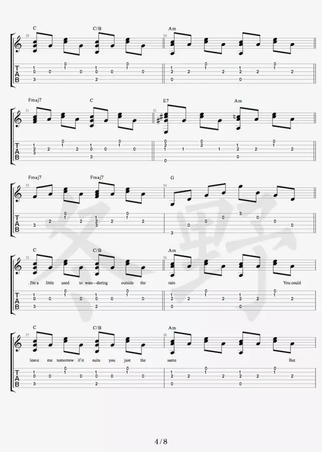 Daniel Powter《Free loop吉他谱》指弹版 Daniel Powter《Free loop吉他谱》指弹版