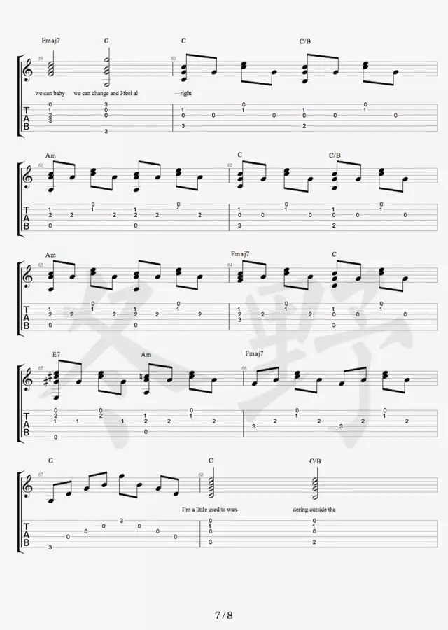 Daniel Powter《Free loop吉他谱》指弹版 Daniel Powter《Free loop吉他谱》指弹版