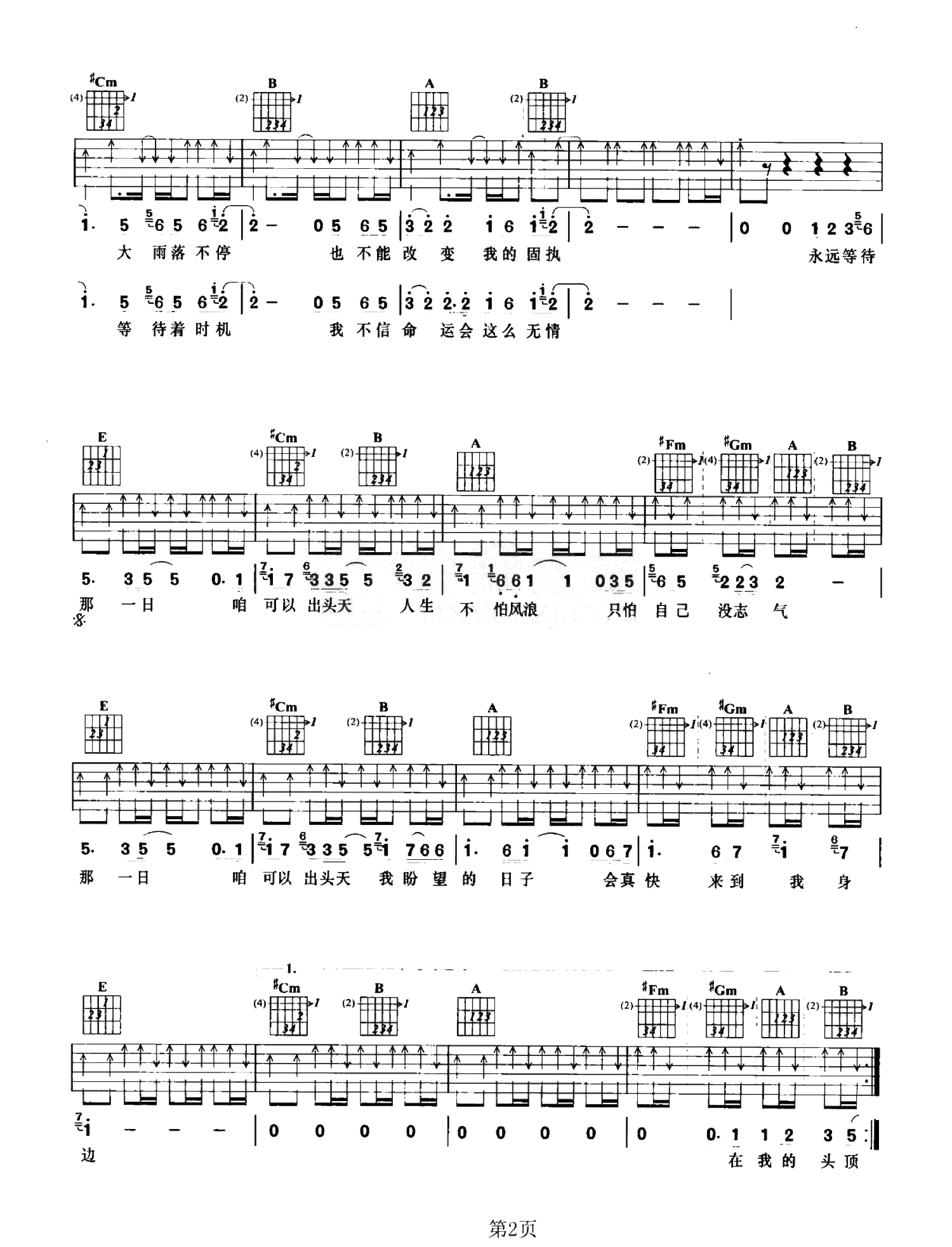 五月天《出头天吉他谱》E调原版