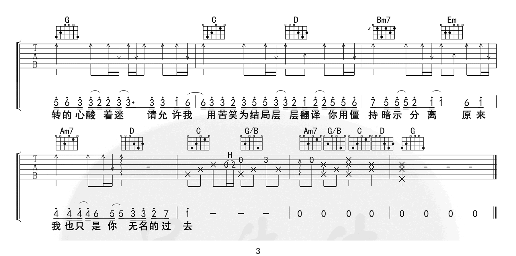 en《暗示分离吉他谱》G调原版弹唱谱 en《暗示分离吉他谱》G调原版弹唱谱