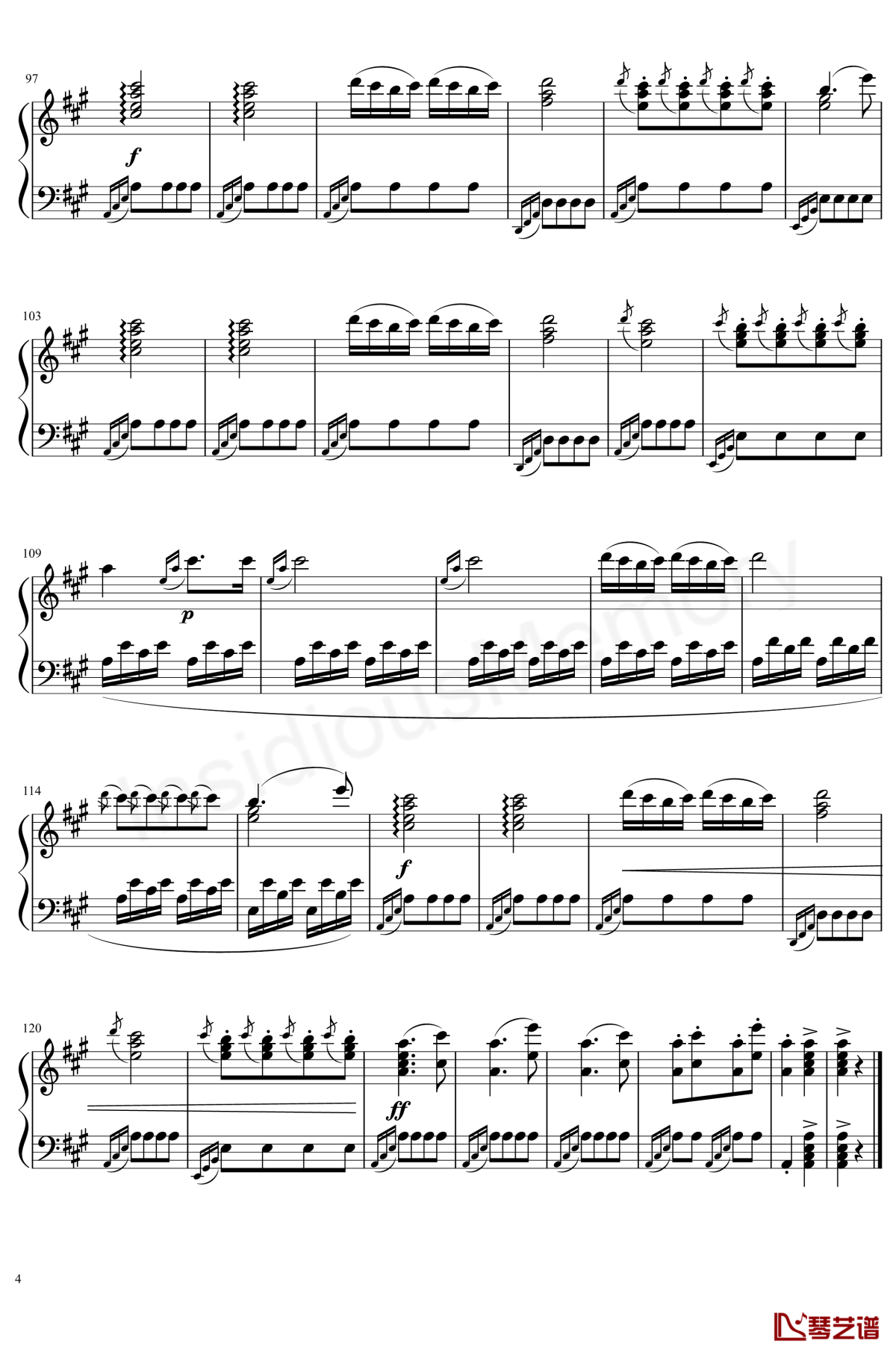 土耳其进行曲钢琴谱-莫扎特-钢琴独奏五线谱 土耳其进行曲钢琴谱-莫扎特-钢琴独奏五线谱