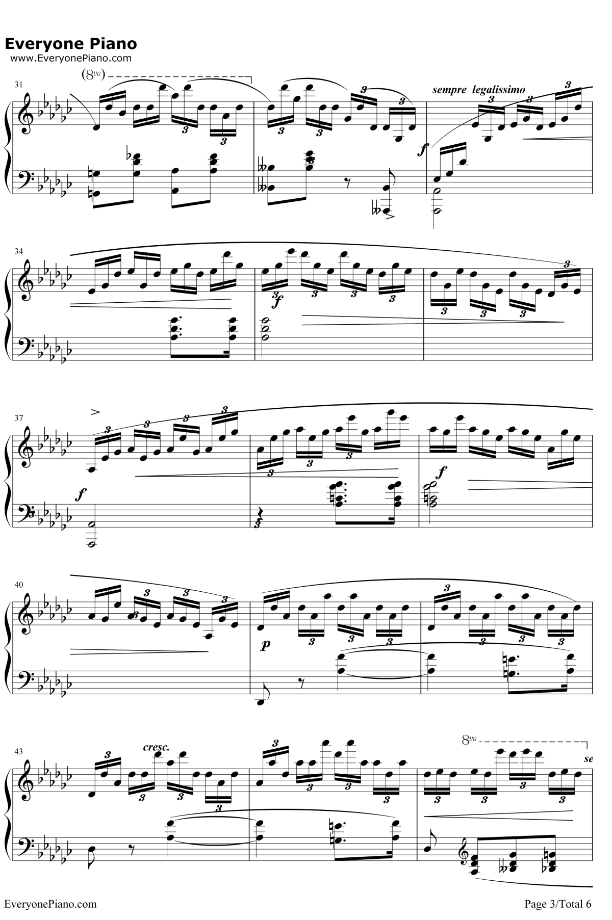 黑键练习曲钢琴谱-肖邦-钢琴独奏五线谱