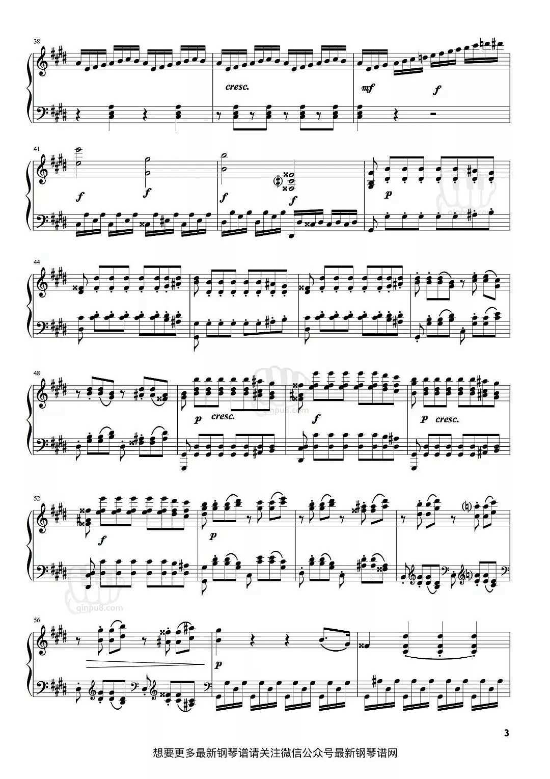 月光奏鸣曲第三乐章钢琴谱-贝多芬-独奏五线谱 月光奏鸣曲第三乐章钢琴谱-贝多芬-独奏五线谱