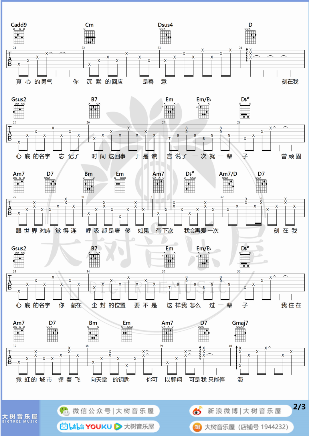 卢广仲《刻在我心底的名字吉他谱》C调原版 卢广仲《刻在我心底的名字吉他谱》C调原版