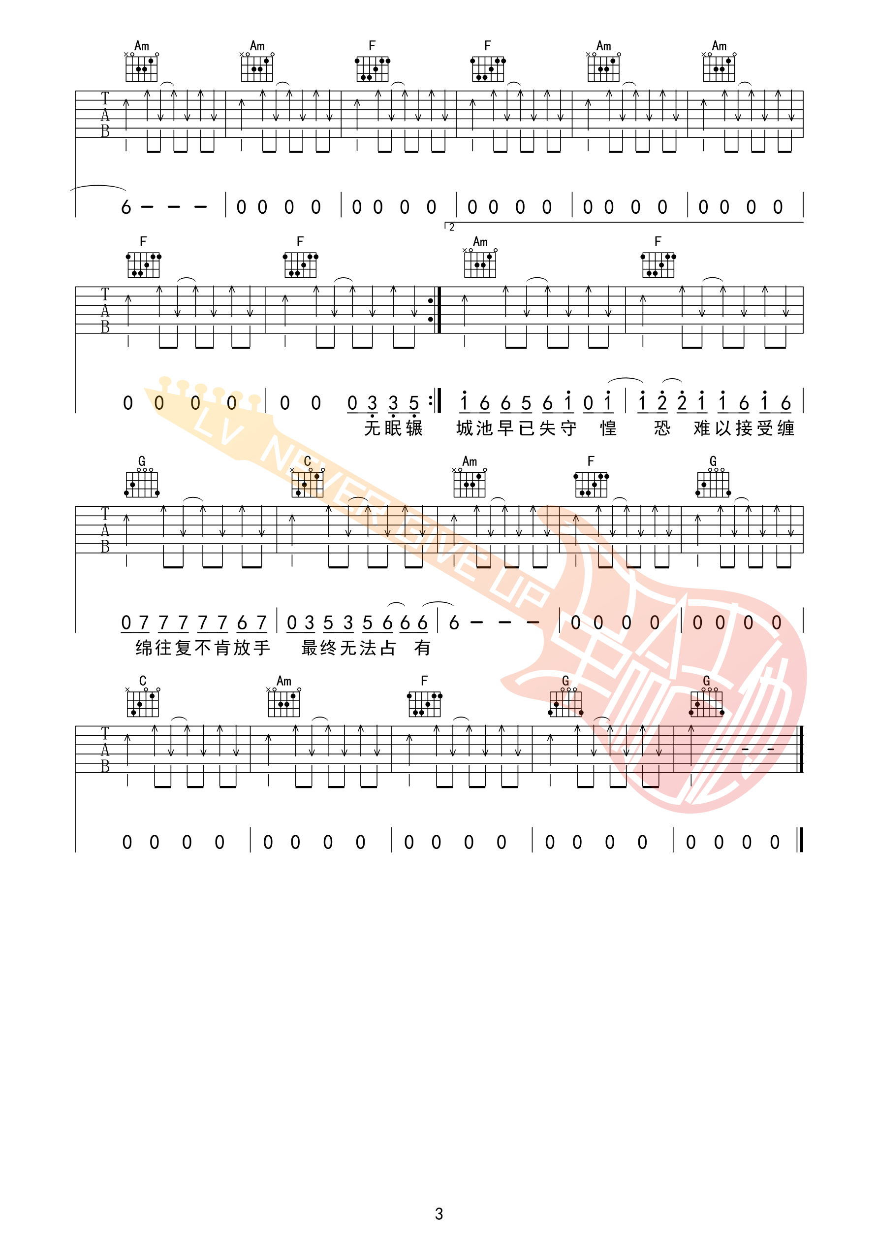 极恶都市吉他谱C调-夏日入侵企画《极恶都市》完整原版六线谱