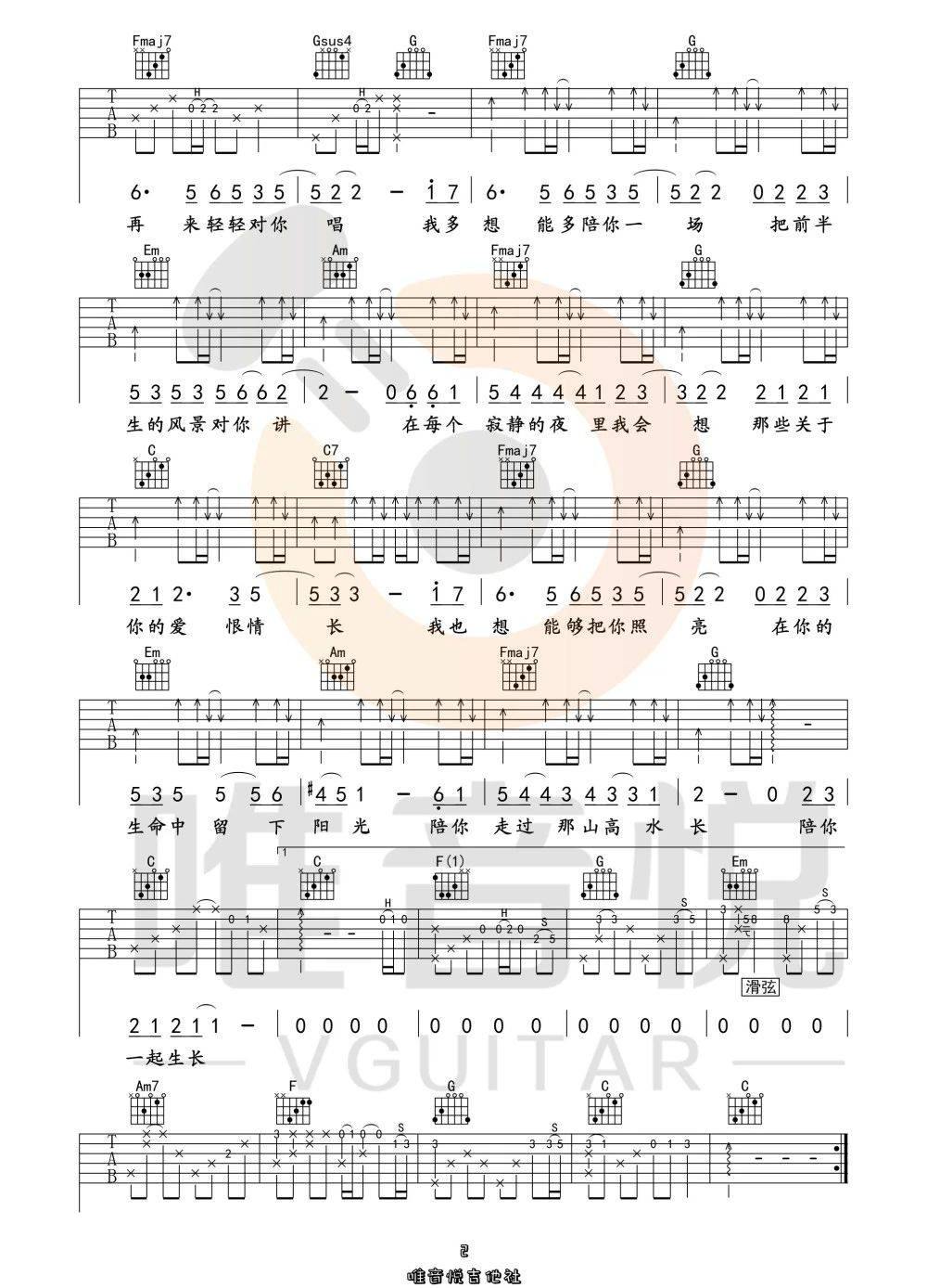 隔壁老樊《这一生关于你的风景吉他谱》C调原版弹唱谱 隔壁老樊《这一生关于你的风景吉他谱》C调原版弹唱谱