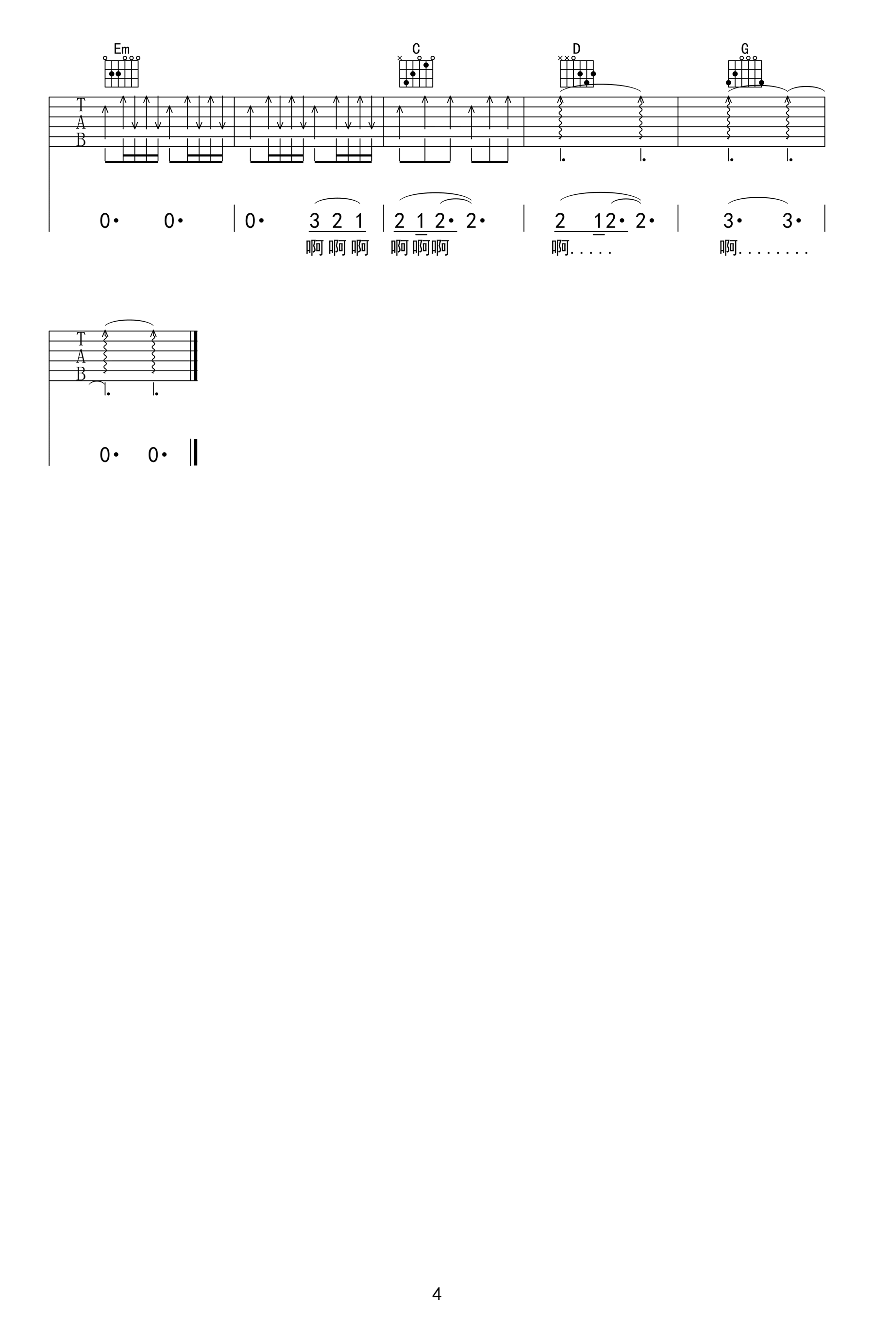 伍佰《美丽新世界吉他谱》G调弹唱六线谱 伍佰《美丽新世界吉他谱》G调弹唱六线谱