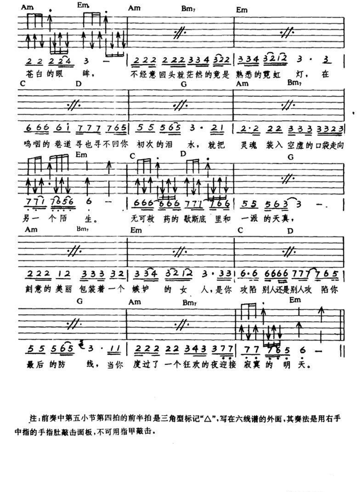 郑智化《堕落天使吉他谱》G调原版 郑智化《堕落天使吉他谱》G调原版