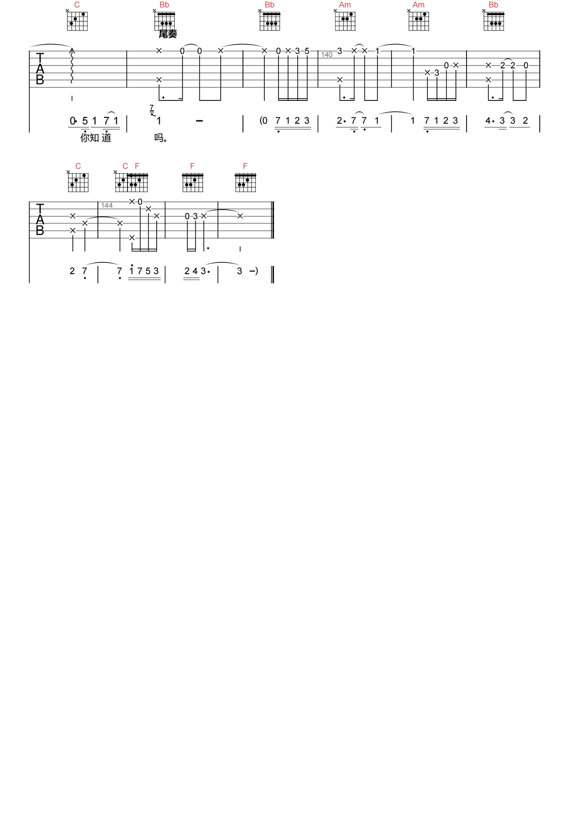 庄心妍《一直想着他吉他谱》F调原版弹唱谱 庄心妍《一直想着他吉他谱》F调原版弹唱谱