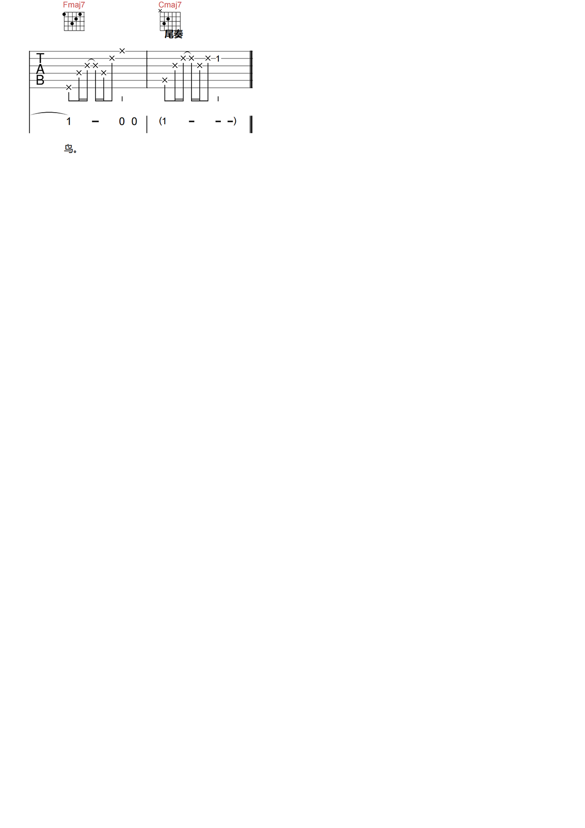 主角吉他谱-BELL宇田《主角》C调图片谱-原版弹唱谱 主角吉他谱-BELL宇田《主角》C调图片谱-原版弹唱谱