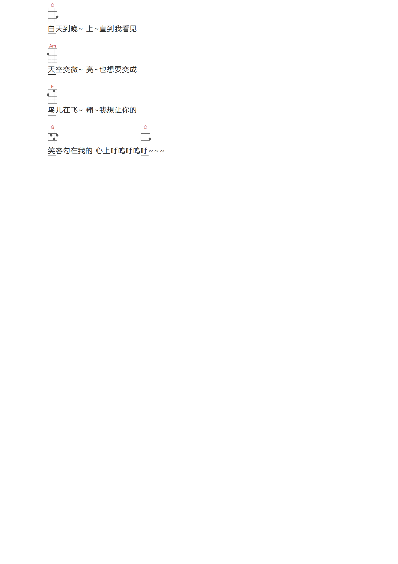 在草地上肆意奔跑尤克里里谱-傅如桥-C调四线谱 在草地上肆意奔跑尤克里里谱-傅如桥-C调四线谱